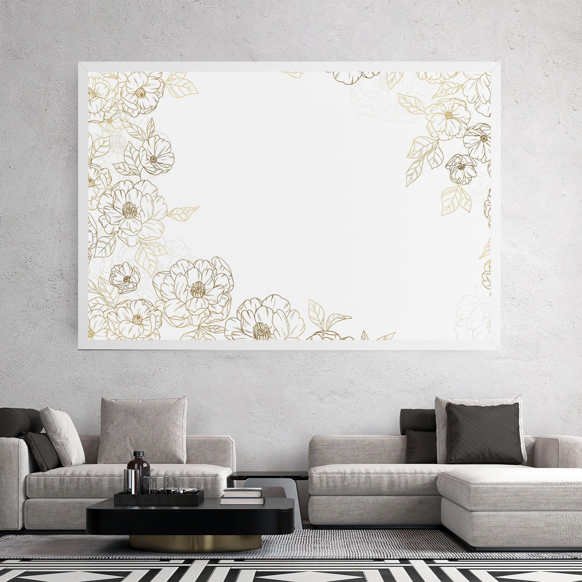 Tablou Canvas Flower Gold Line mockup 2