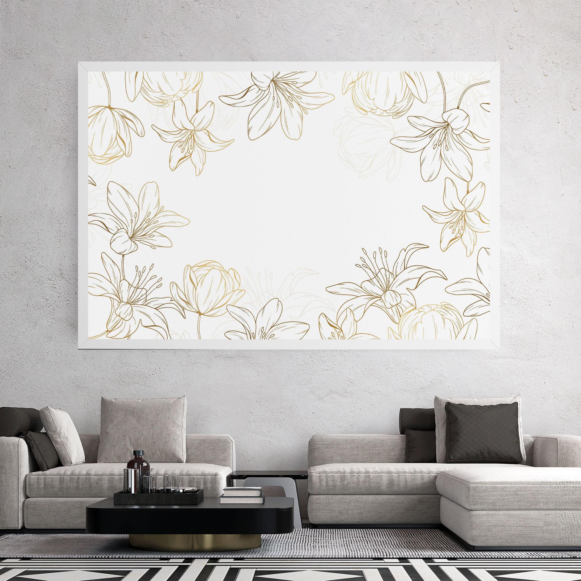 Tablou Canvas Gold Line Flower mockup 2