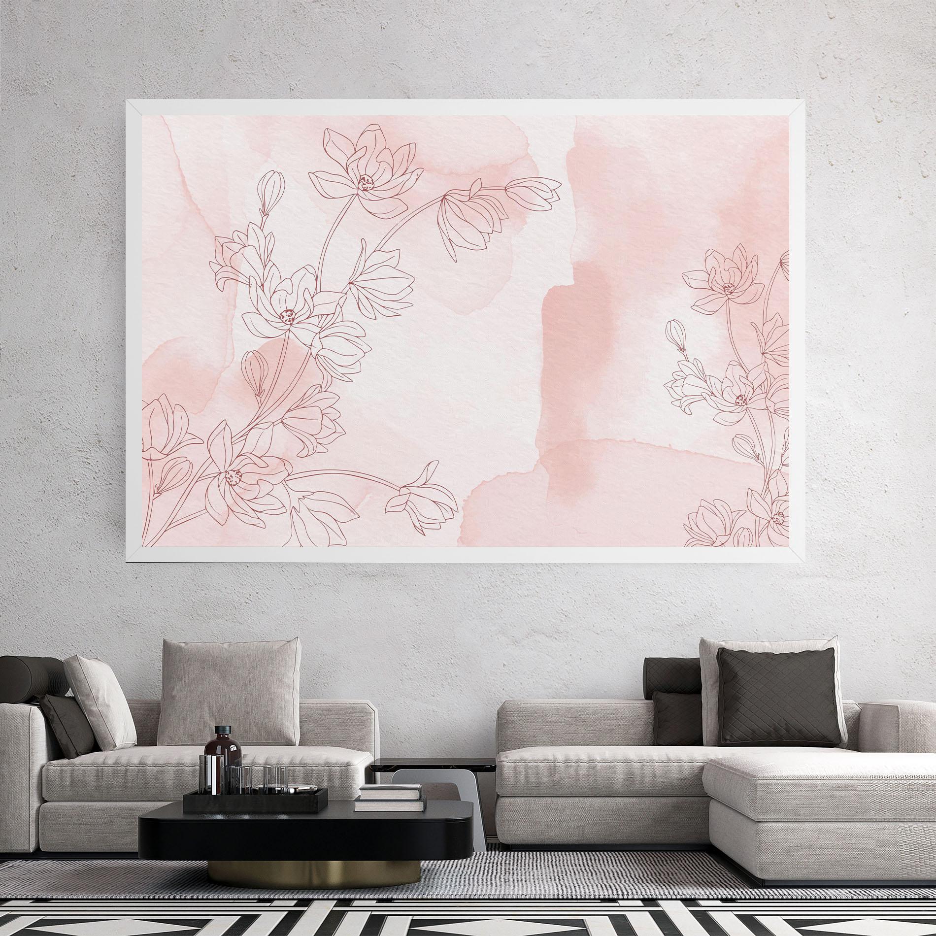 Tablou Canvas Pink Flower Line mockup 2