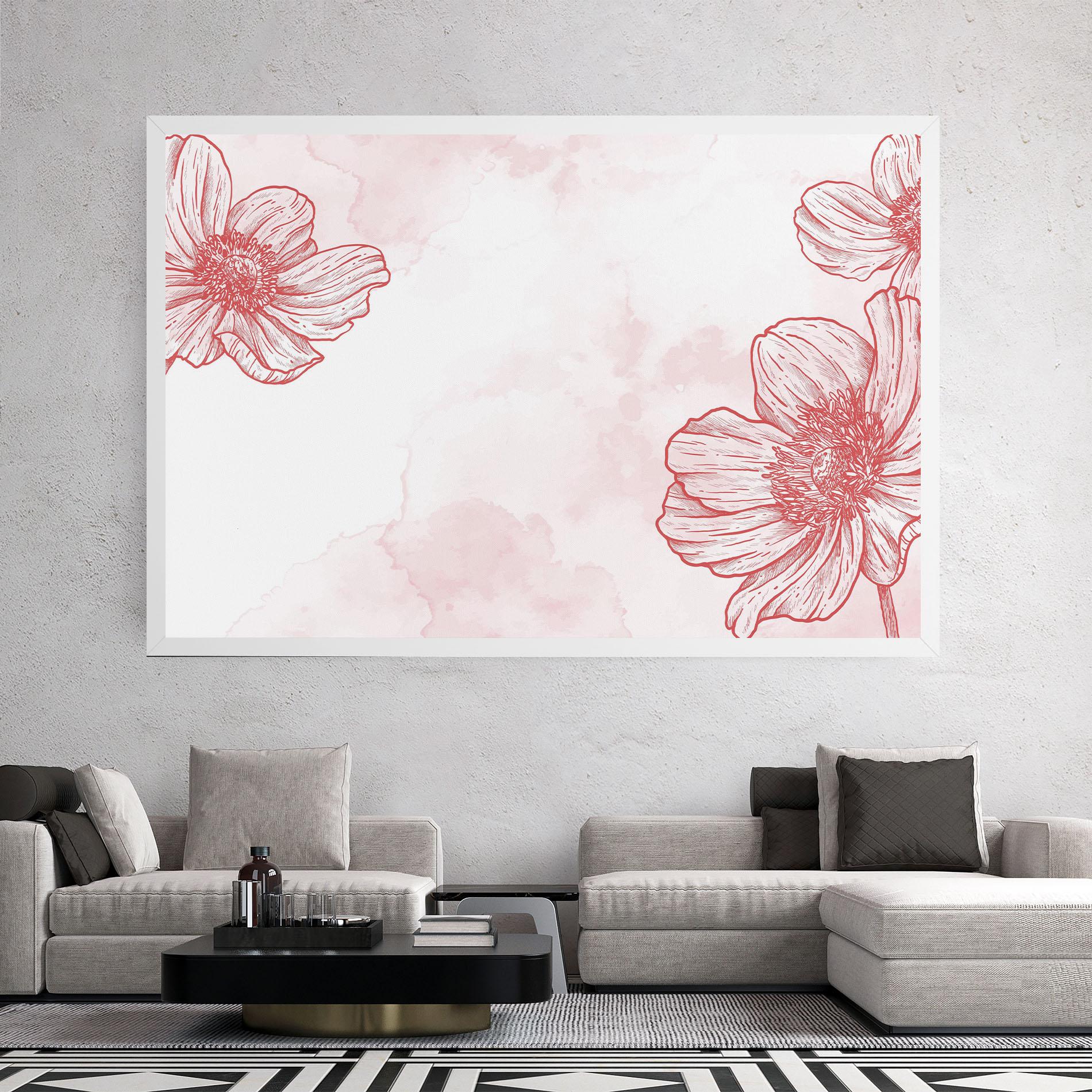 Tablou Canvas Red Flower Line mockup 2