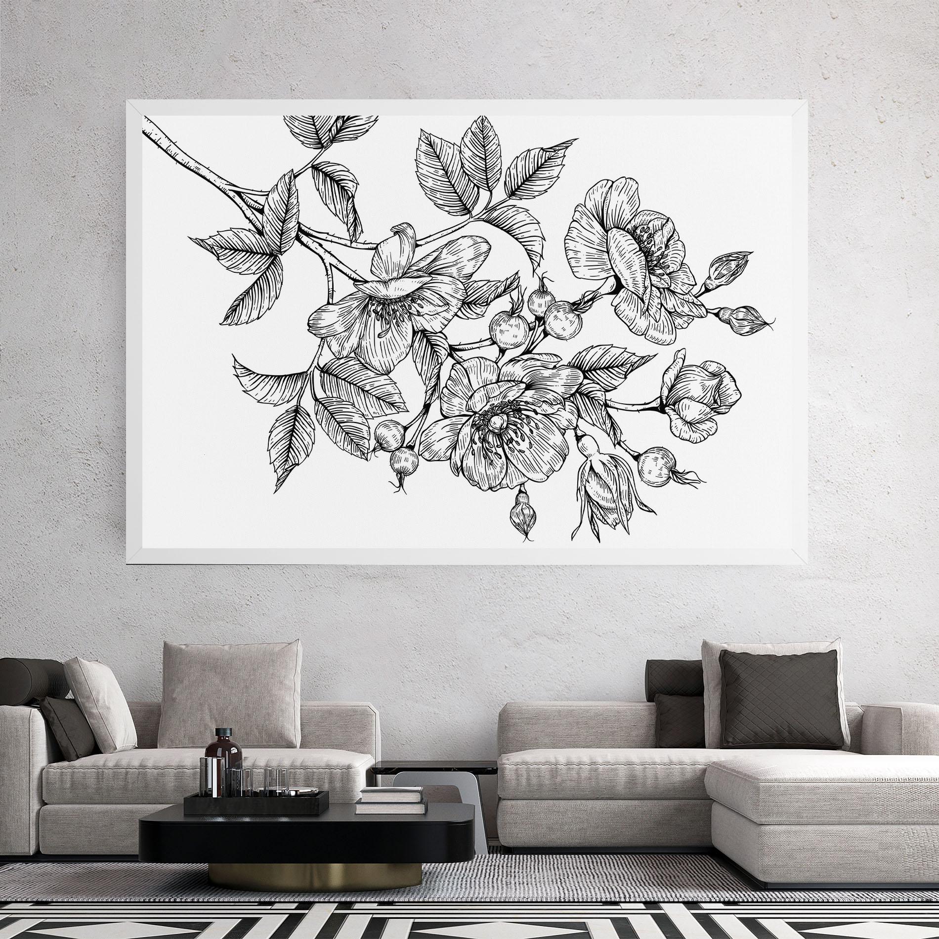 Tablou Canvas Rose Black Line mockup 2