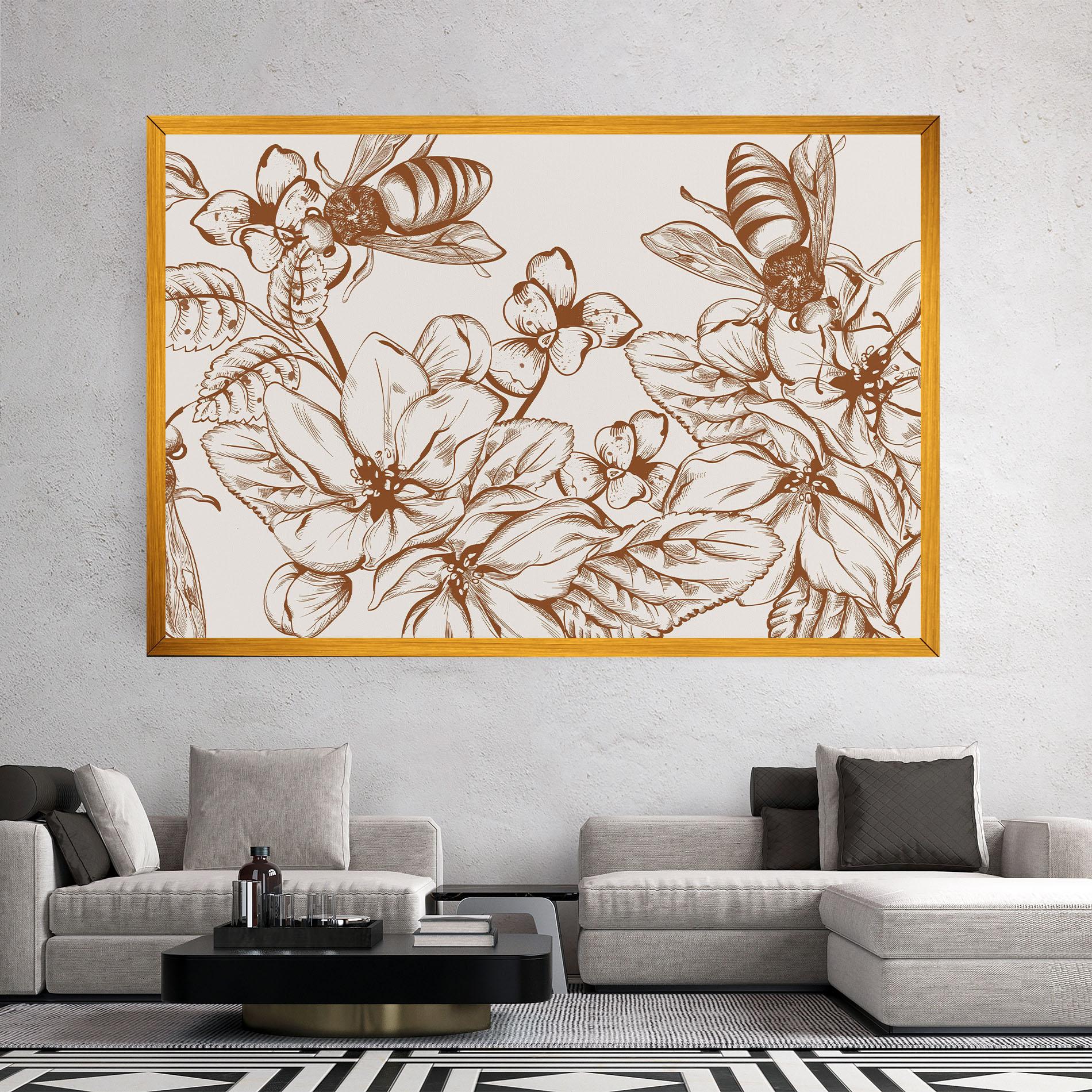 Tablou Canvas Bee Flower Line mockup 2