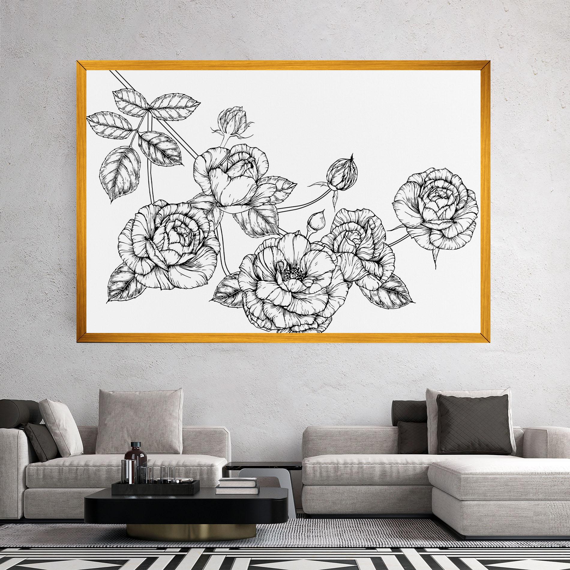 Tablou Canvas Big Roses Line mockup 2