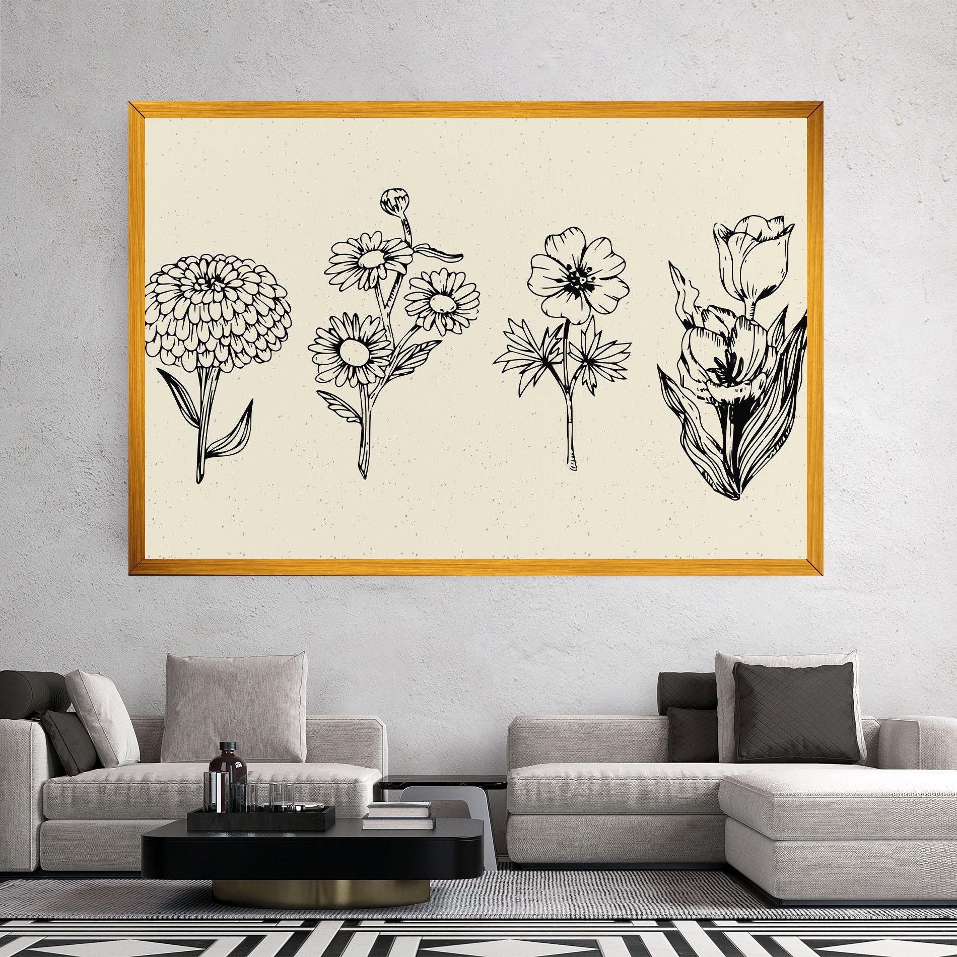 Tablou Canvas Black Line Cream mockup 2