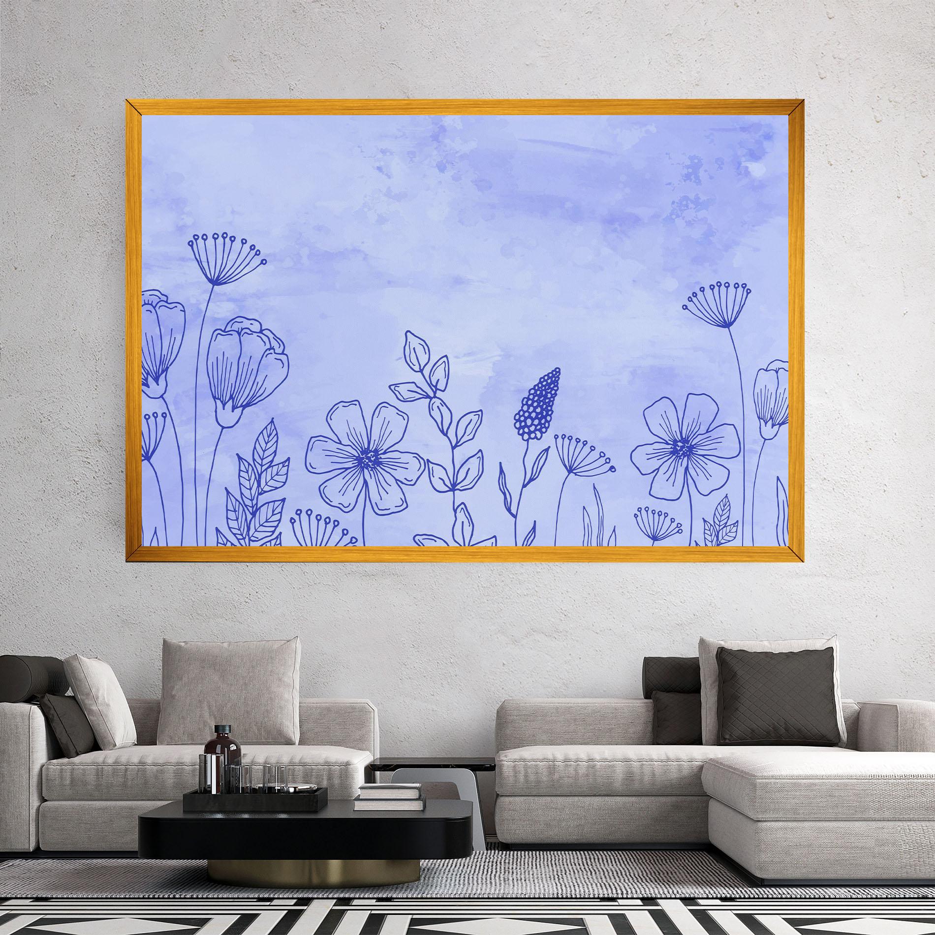 Tablou Canvas Blue Line Plant mockup 2