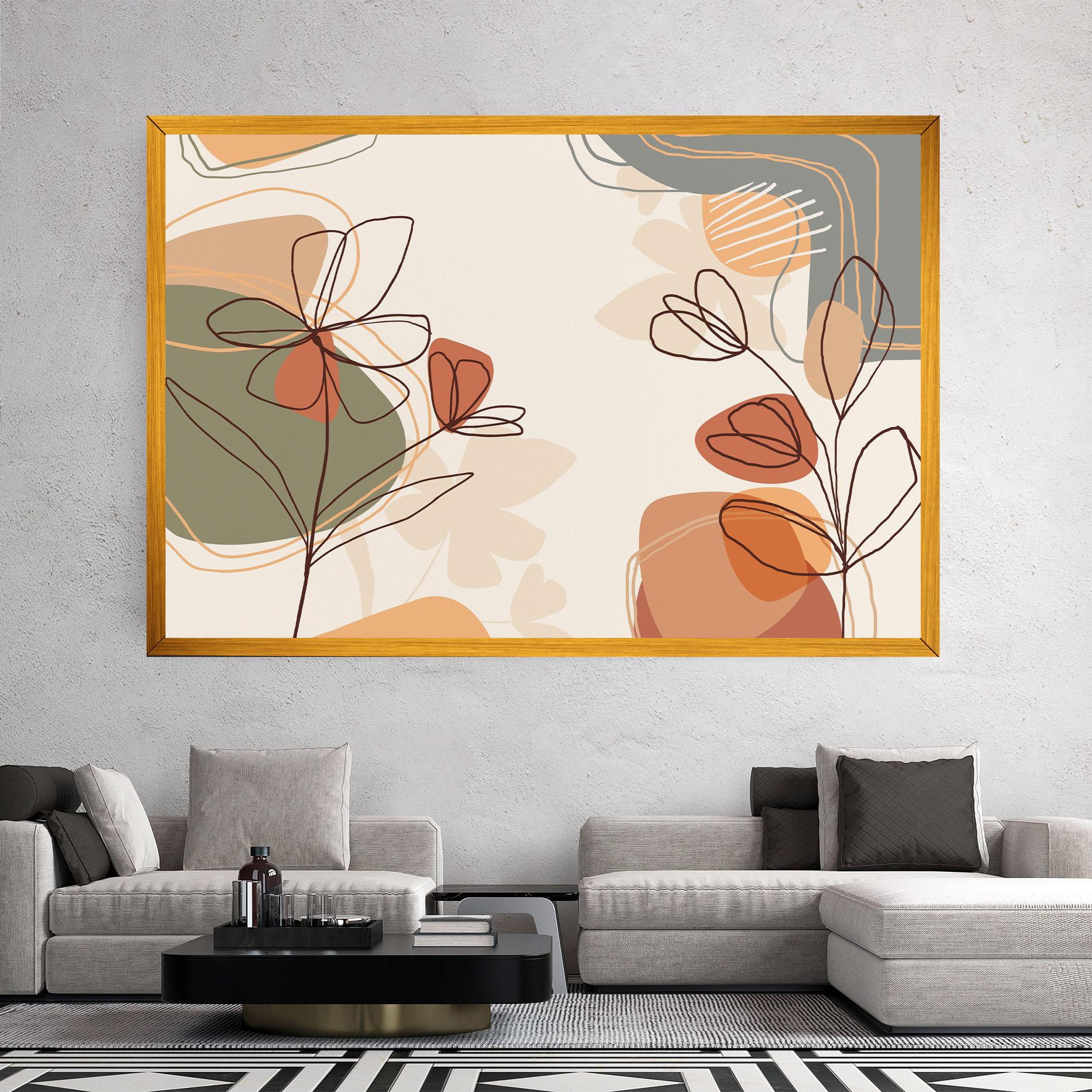 Tablou Canvas Brown Line Plants mockup 2