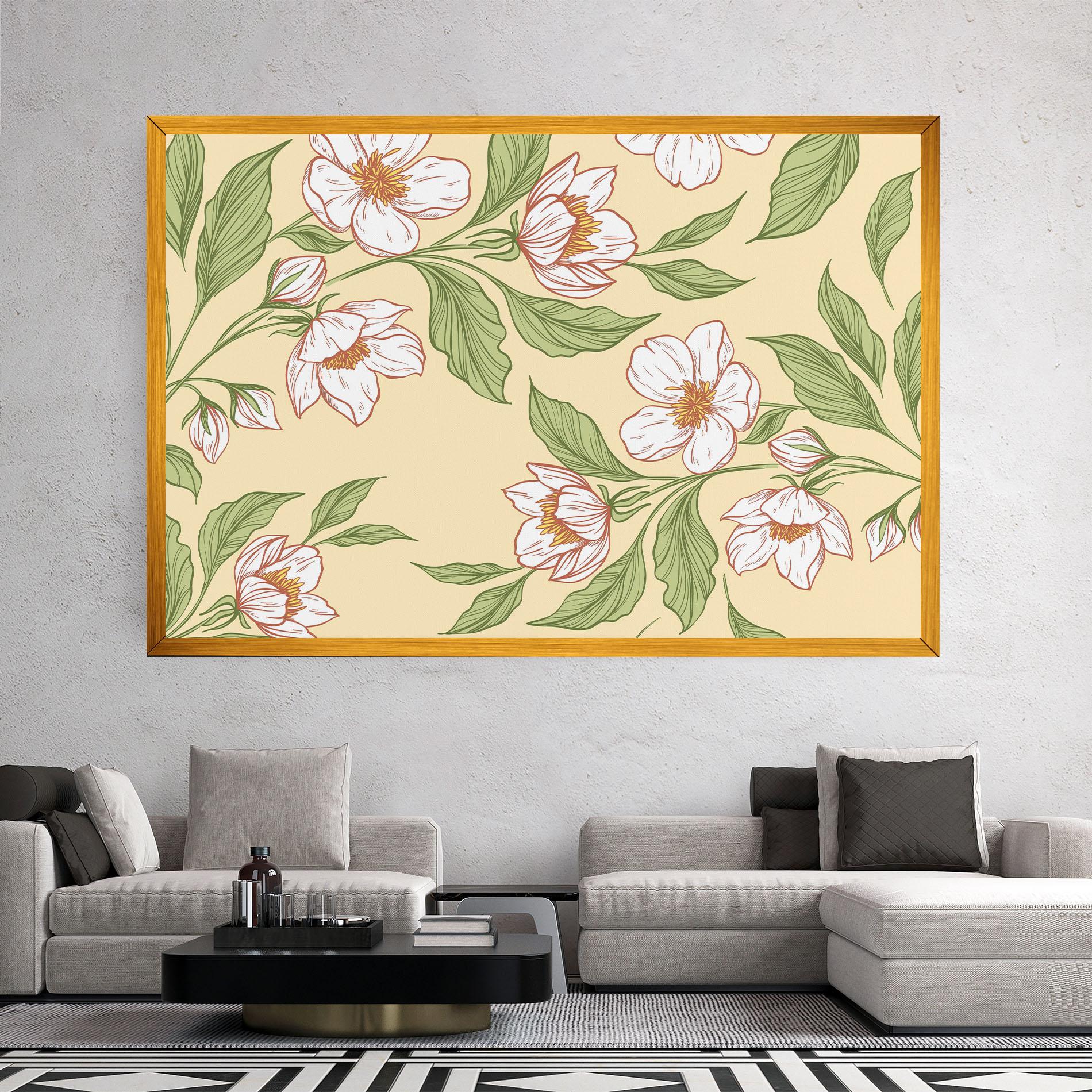 Tablou Canvas Cream Flower White mockup 2