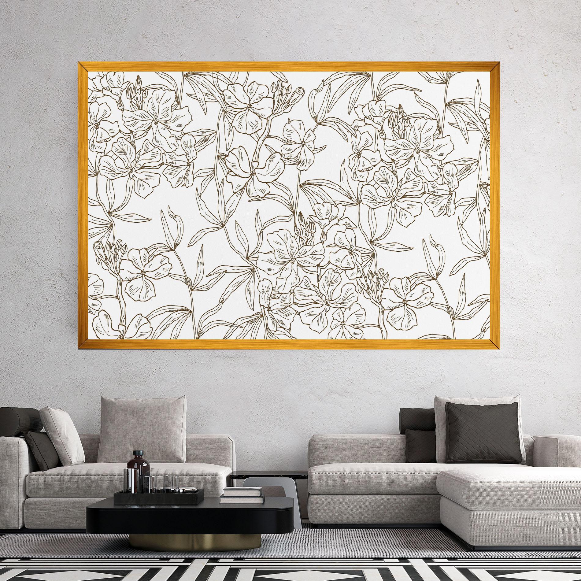 Tablou Canvas Flower Brown Line mockup 2