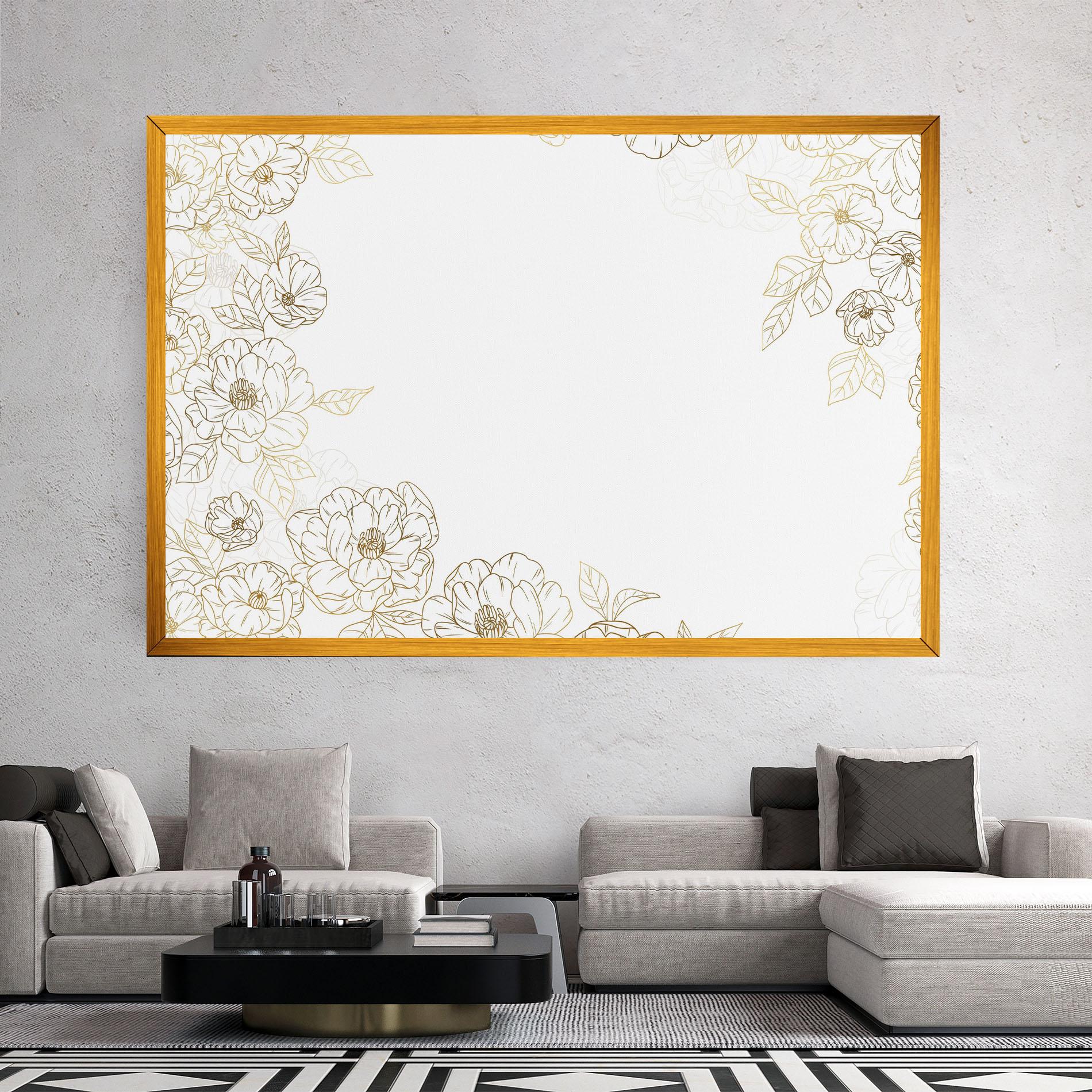 Tablou Canvas Flower Gold Line mockup 2