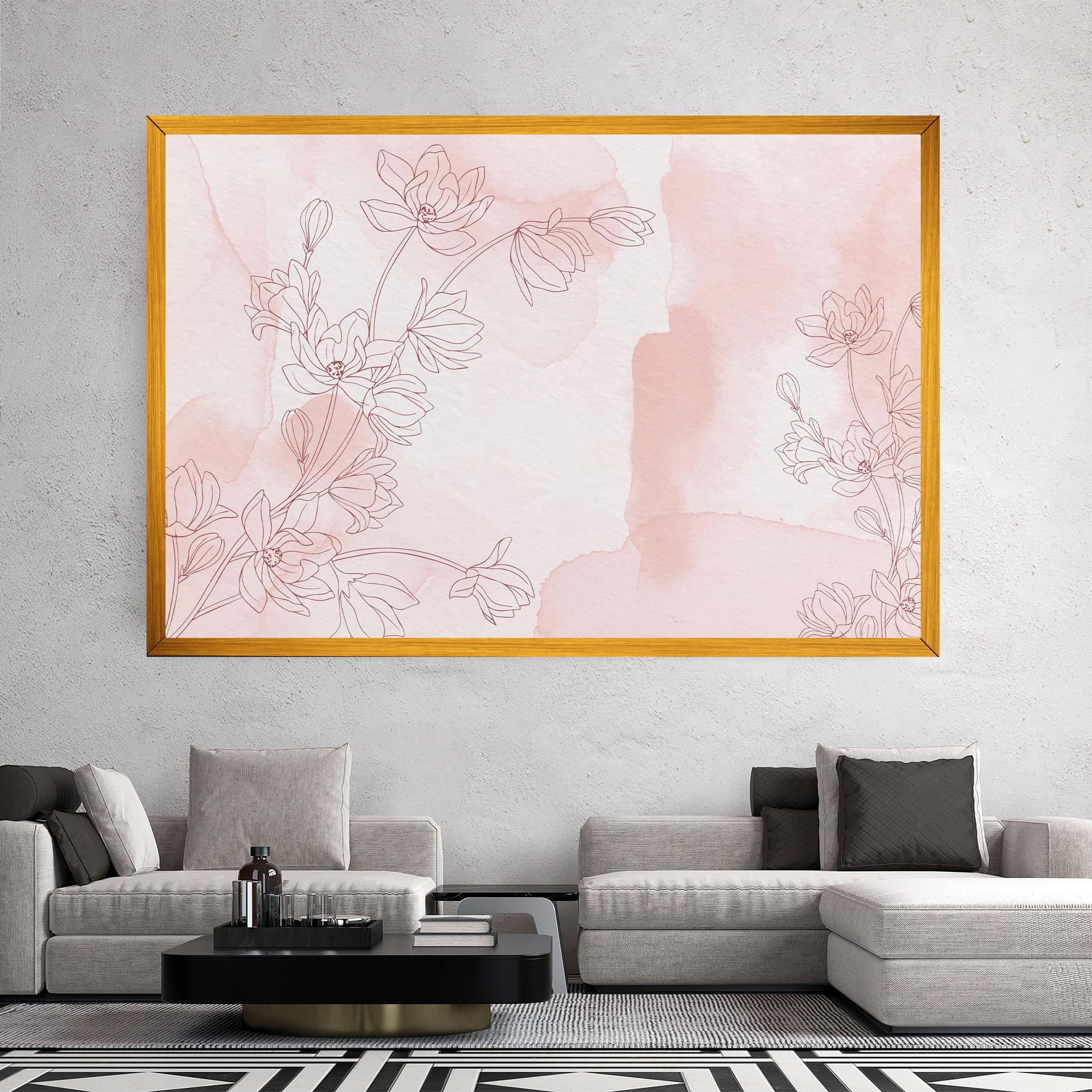 Tablou Canvas Pink Flower Line mockup 2