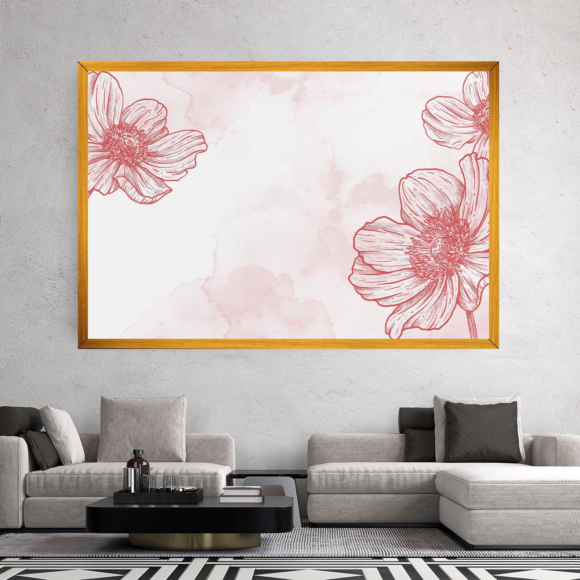 Tablou Canvas Red Flower Line mockup 2