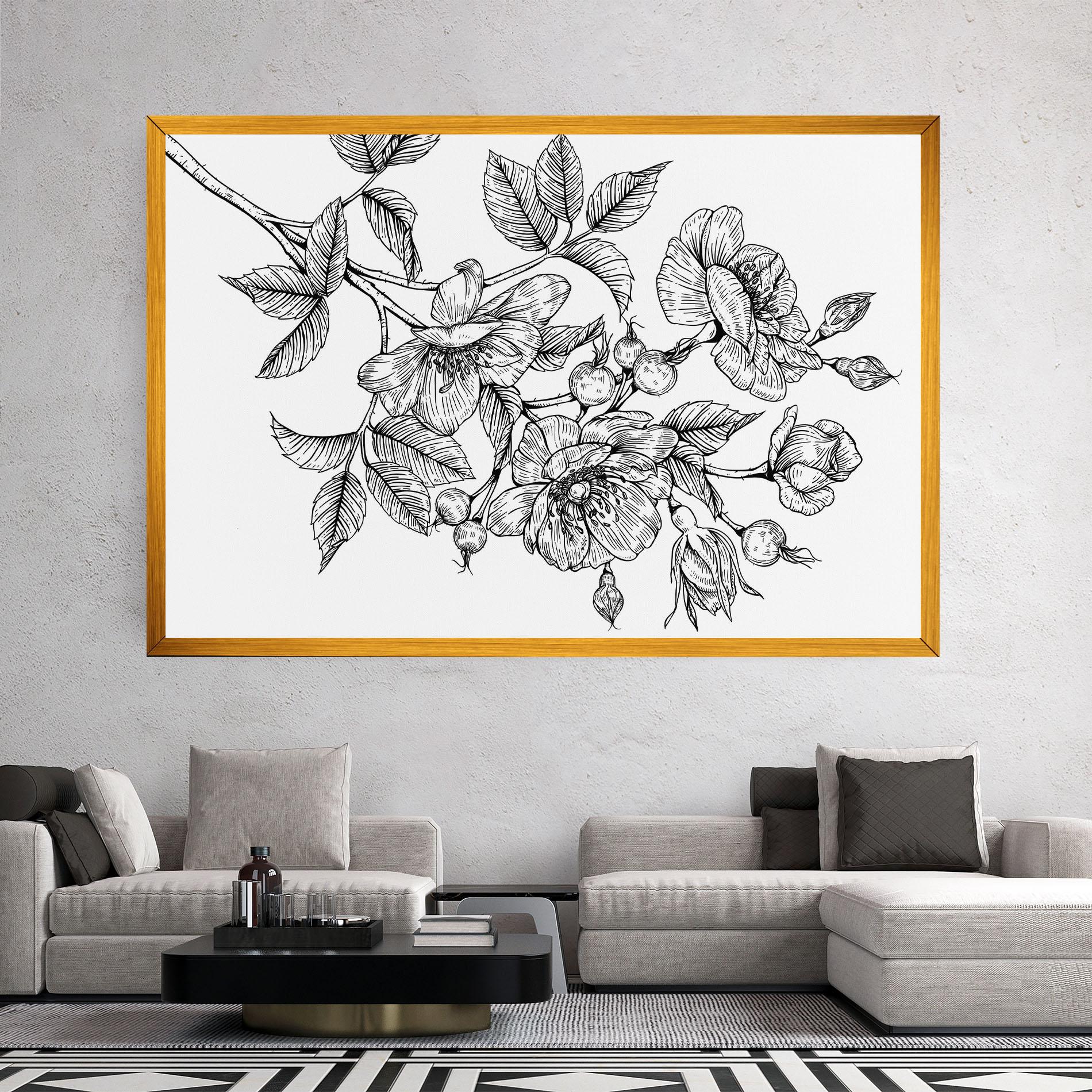 Tablou Canvas Rose Black Line mockup 2