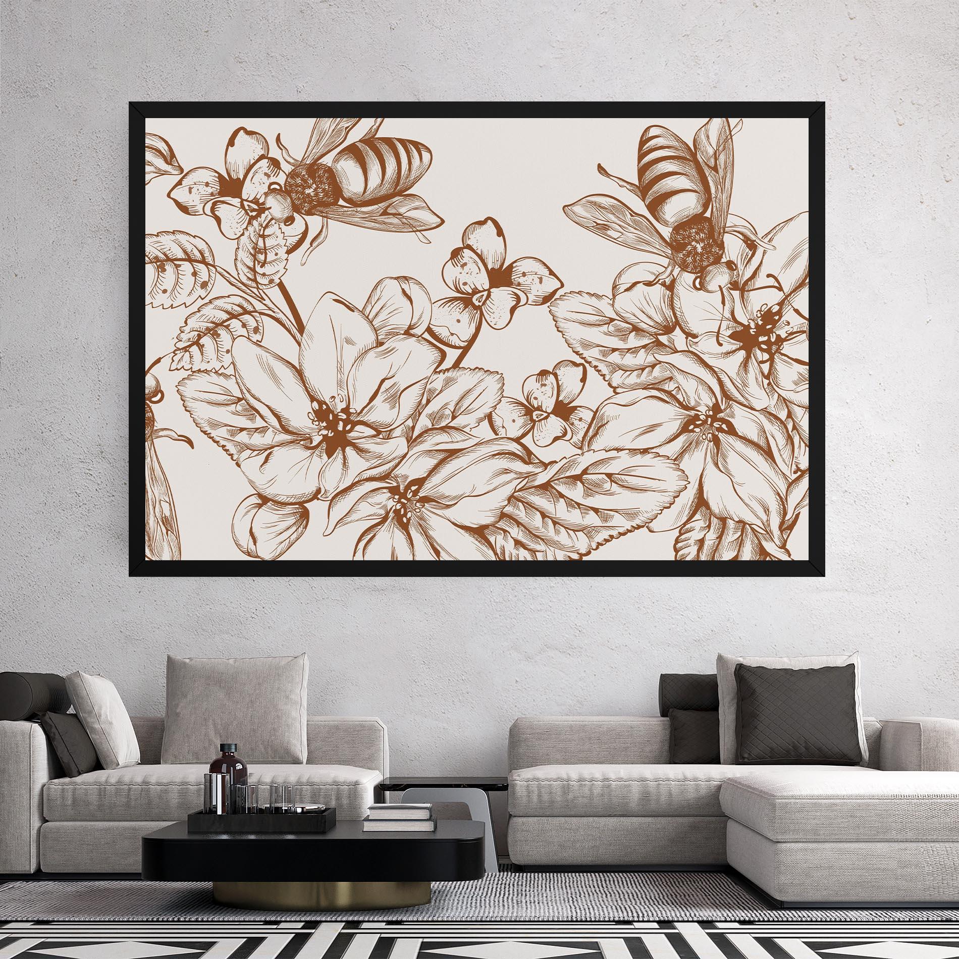 Tablou Canvas Bee Flower Line mockup 2