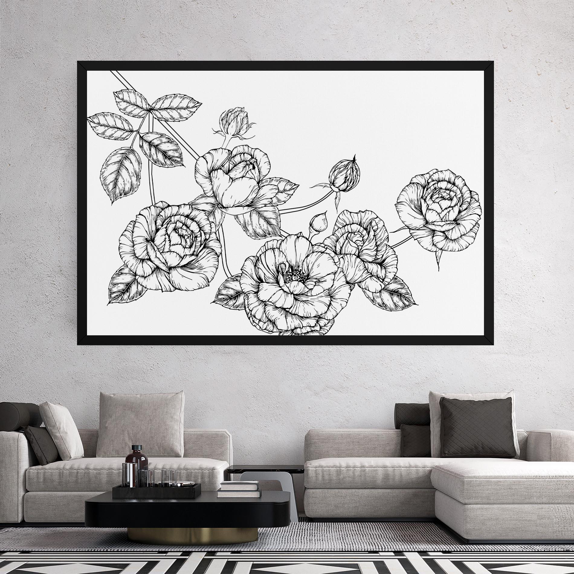 Tablou Canvas Big Roses Line mockup 2