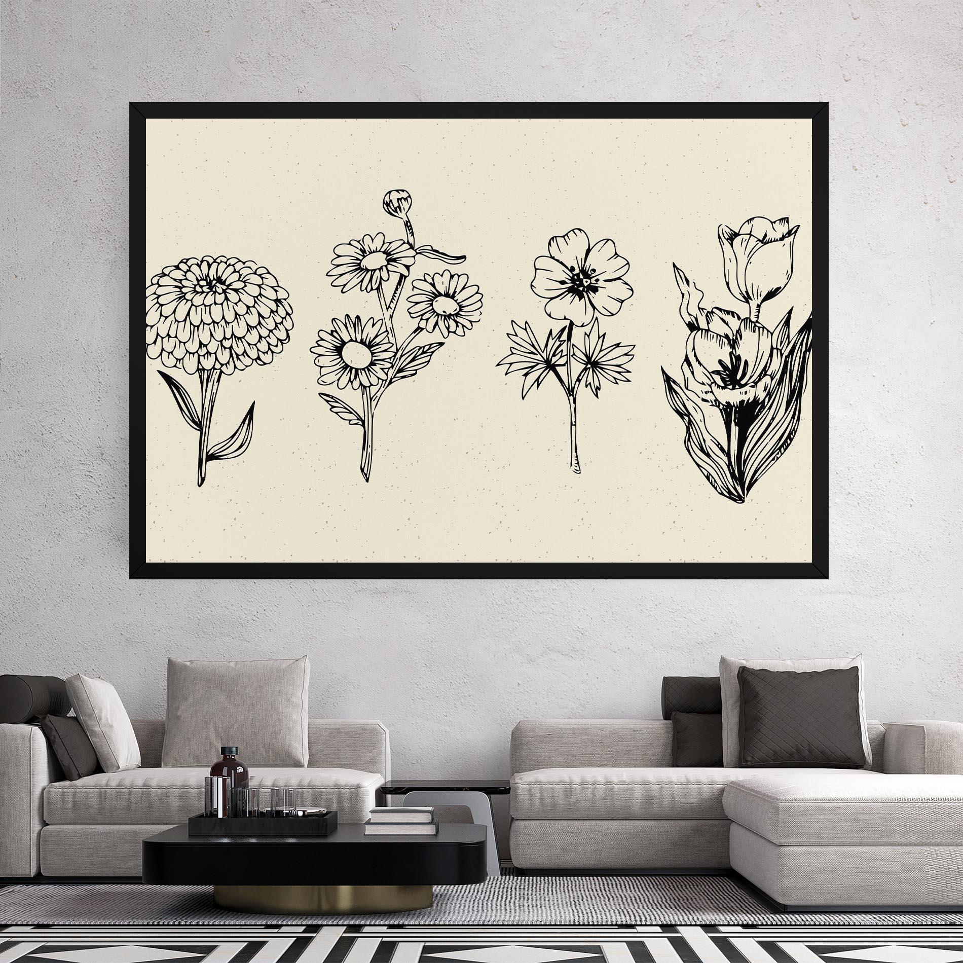 Tablou Canvas Black Line Cream mockup 2