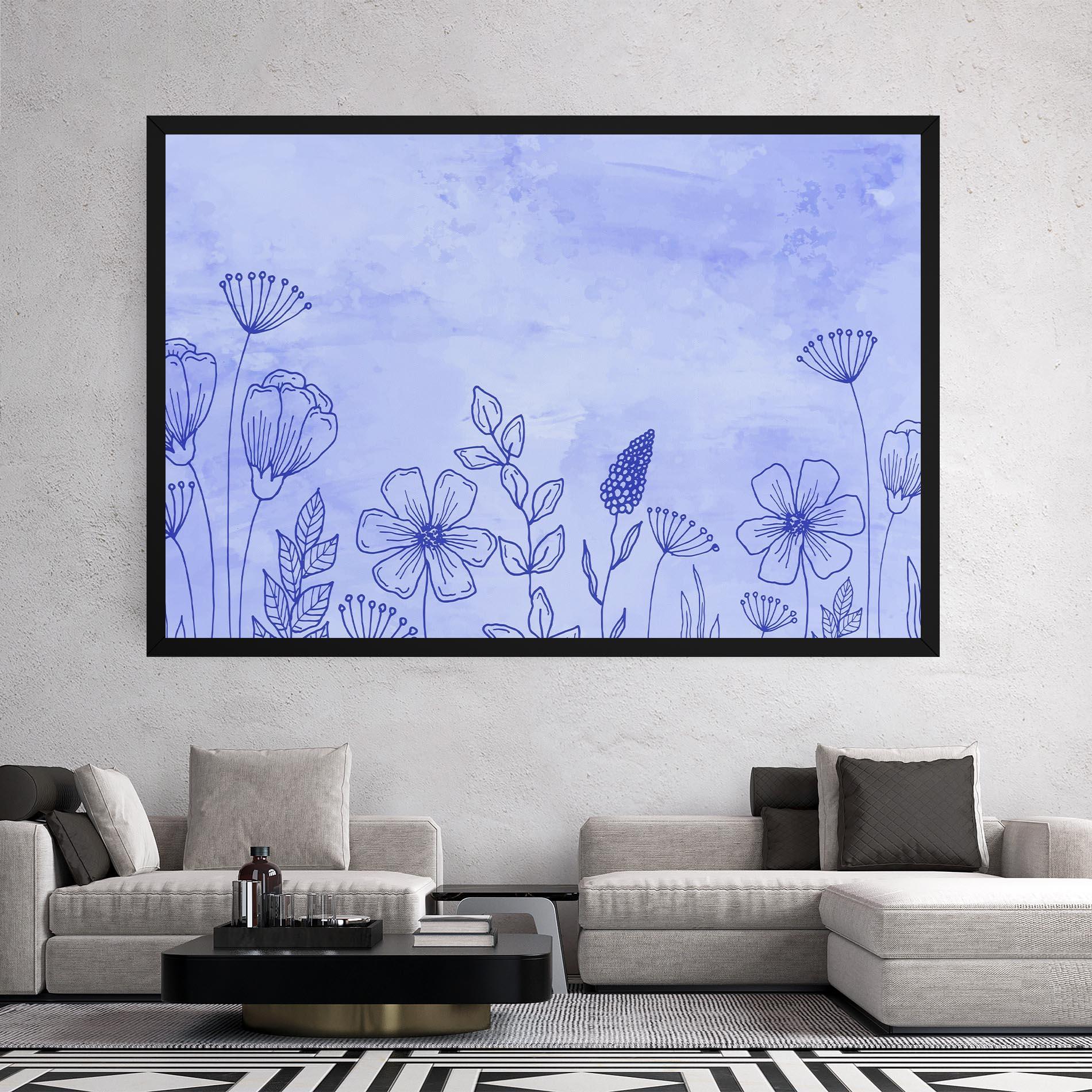 Tablou Canvas Blue Line Plant mockup 2