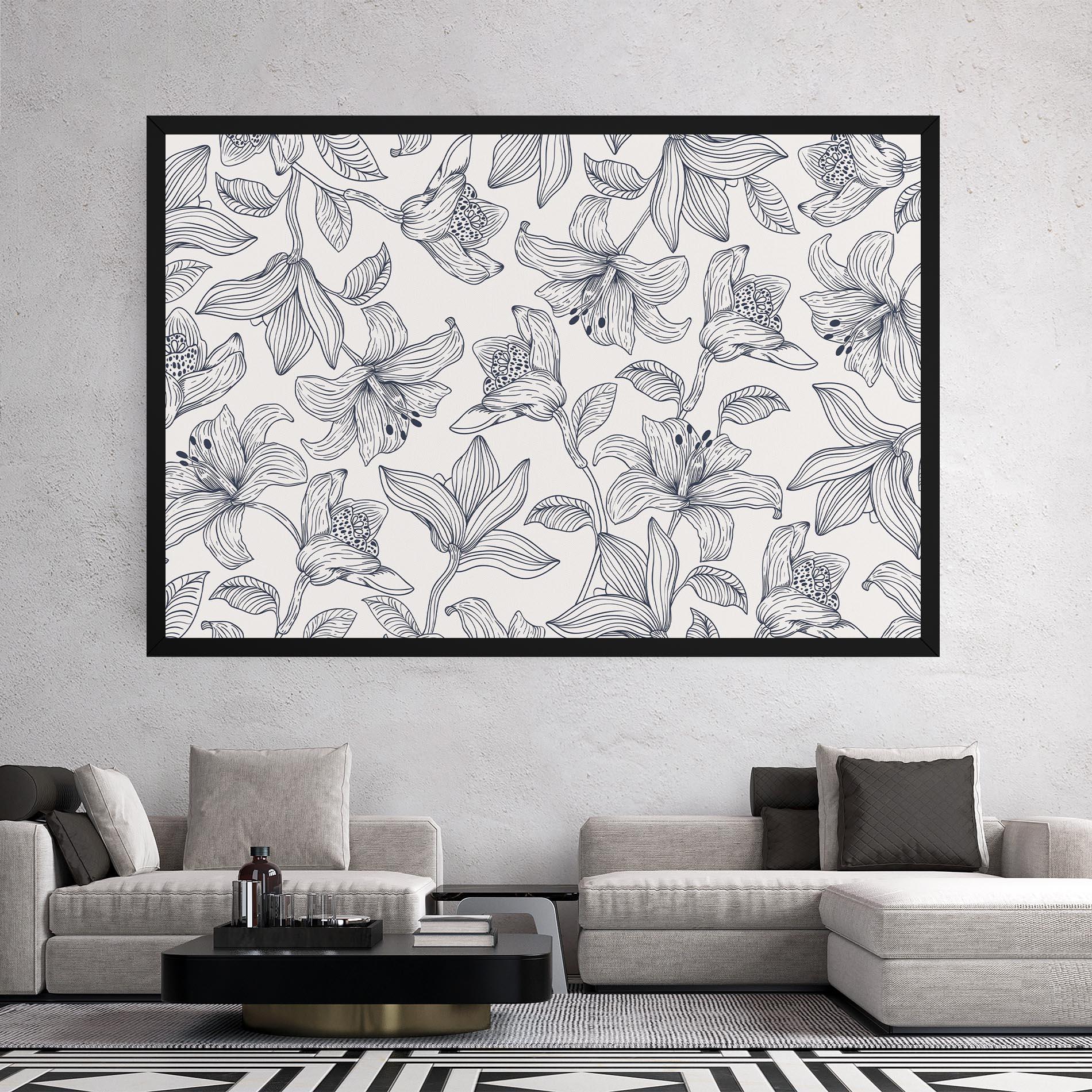 Tablou Canvas Blue Patern Flower mockup 2