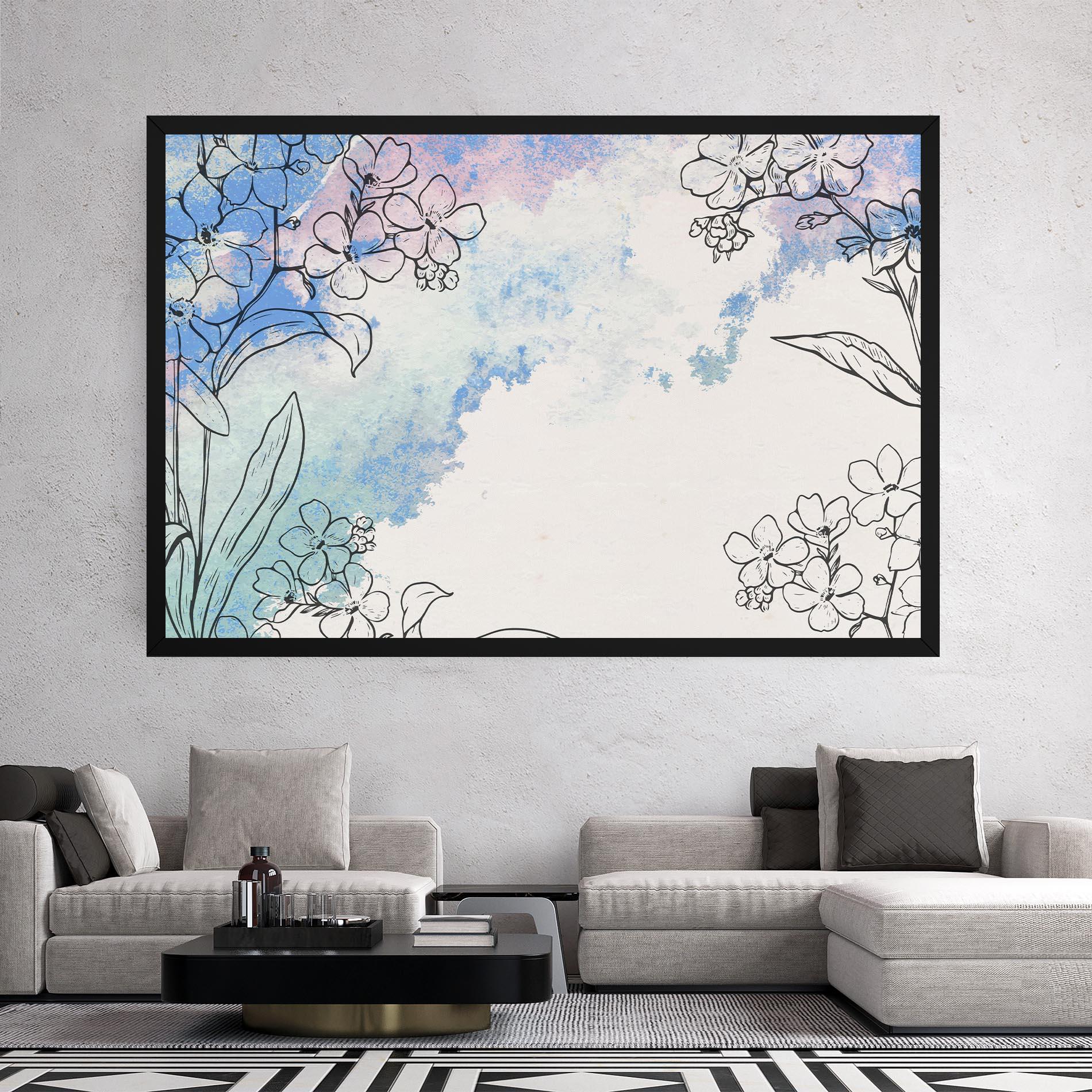 Tablou Canvas Blue Watercolor Flower mockup 2