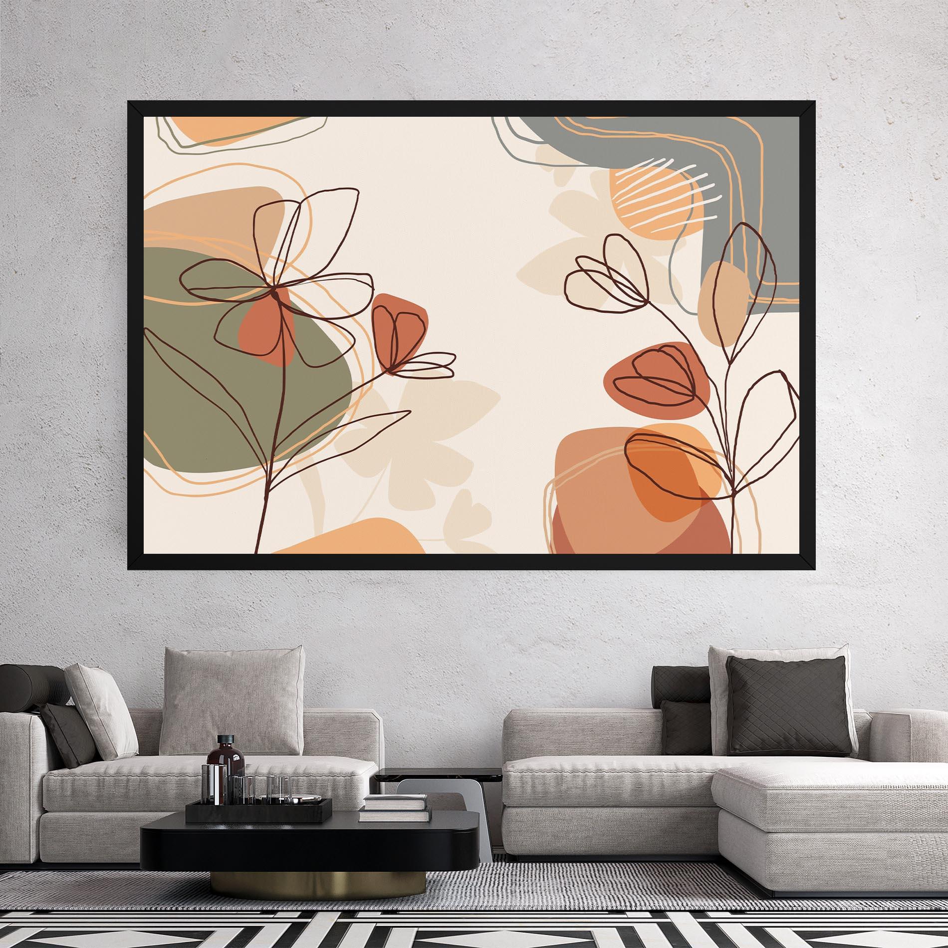 Tablou Canvas Brown Line Plants mockup 2