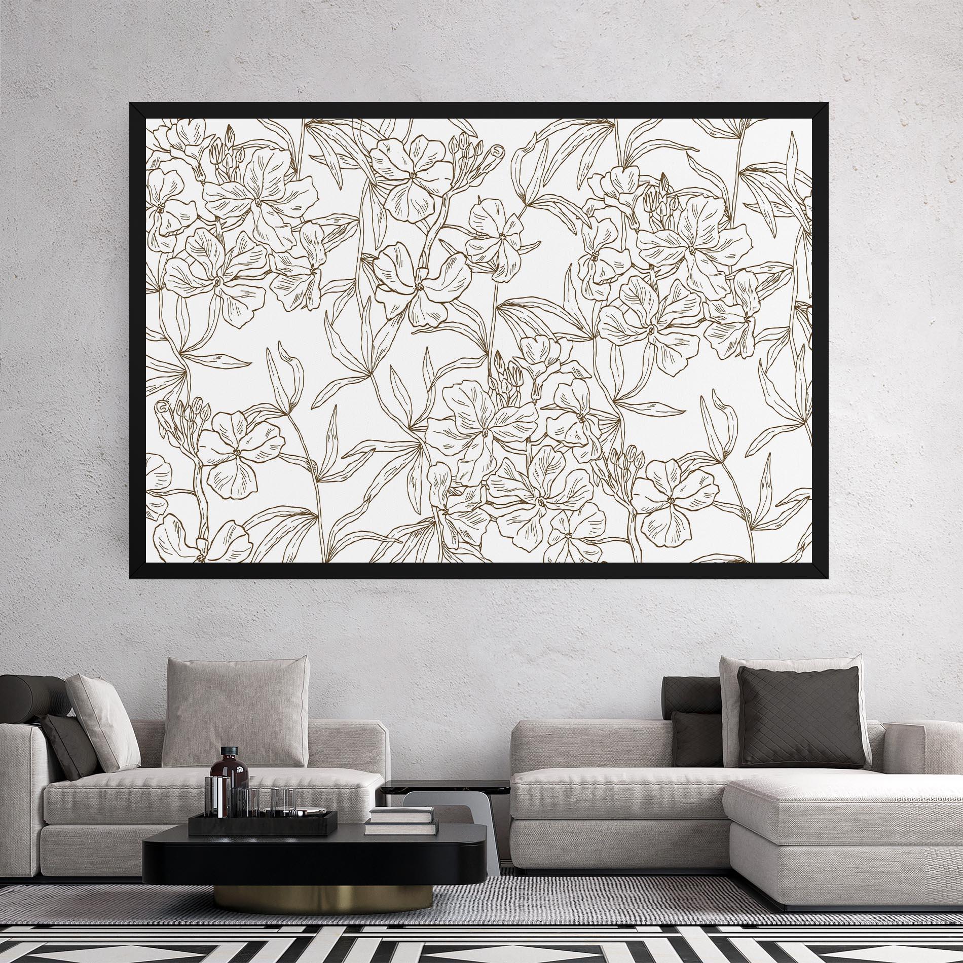 Tablou Canvas Flower Brown Line mockup 2