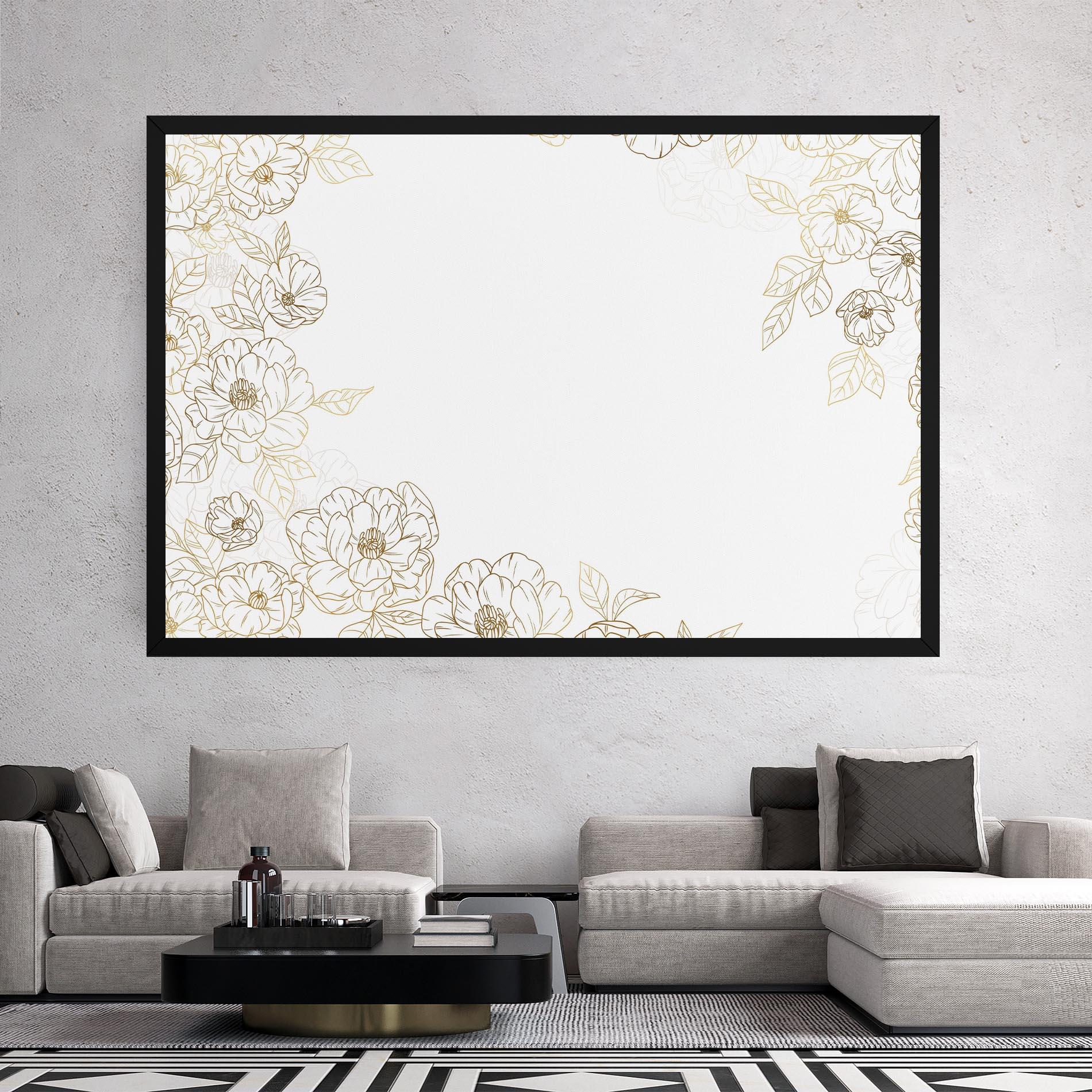 Tablou Canvas Flower Gold Line mockup 2