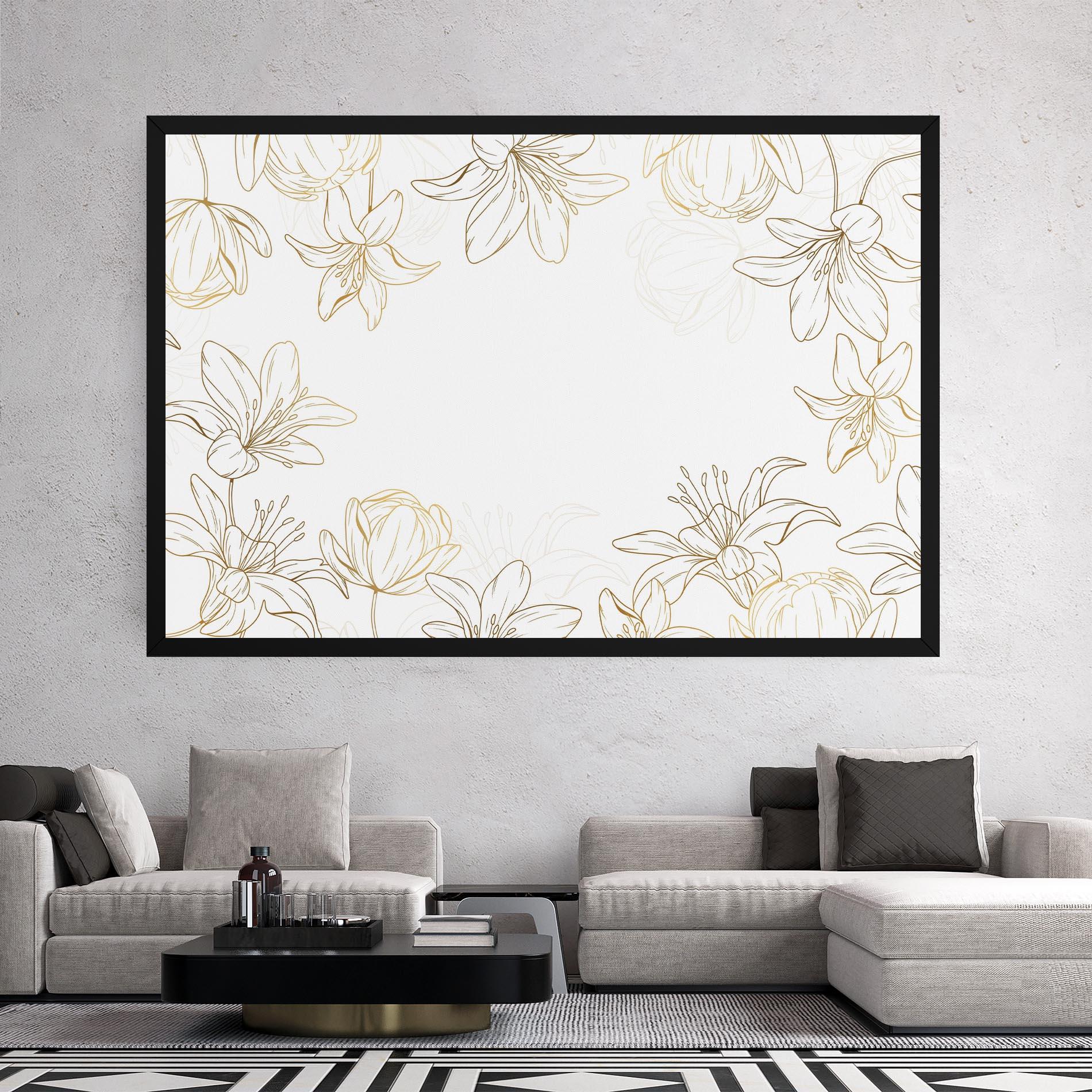 Tablou Canvas Gold Line Flower mockup 2