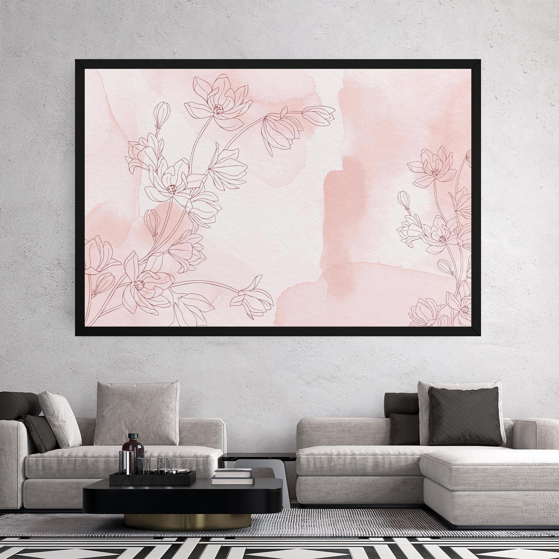 Tablou Canvas Pink Flower Line mockup 2