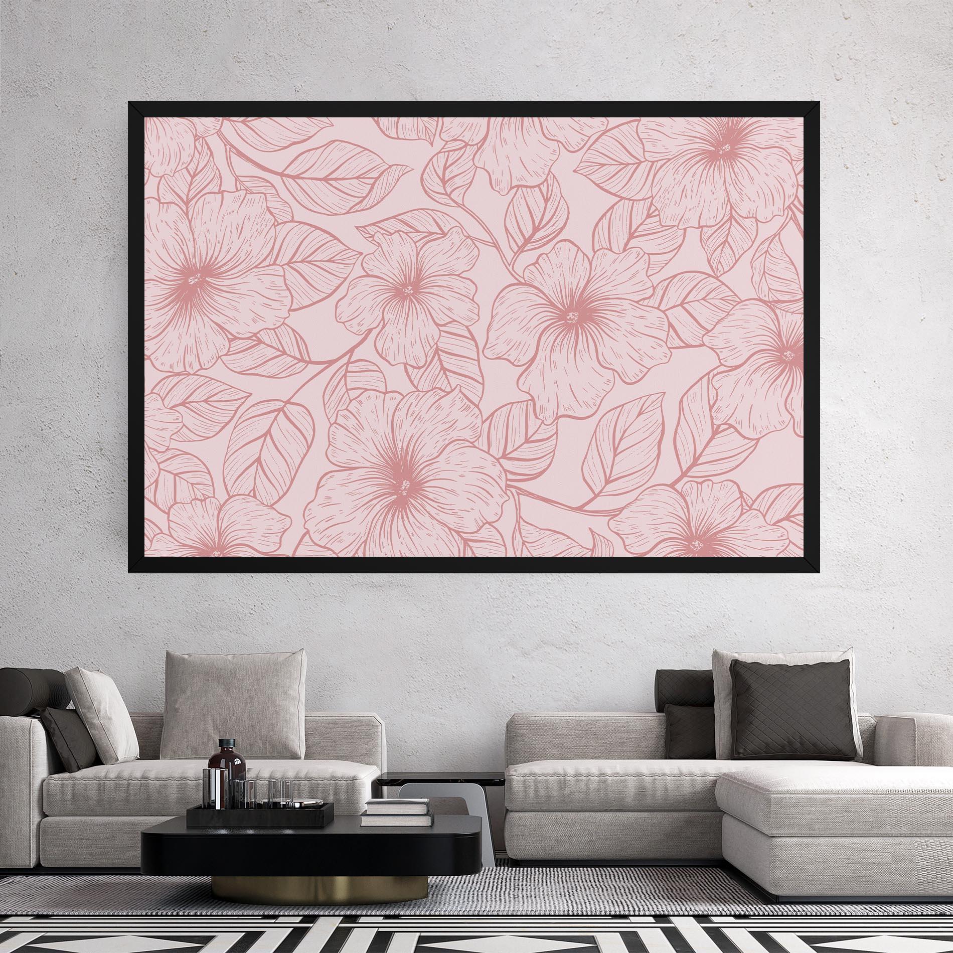Tablou Canvas Pink Line Flower mockup 2