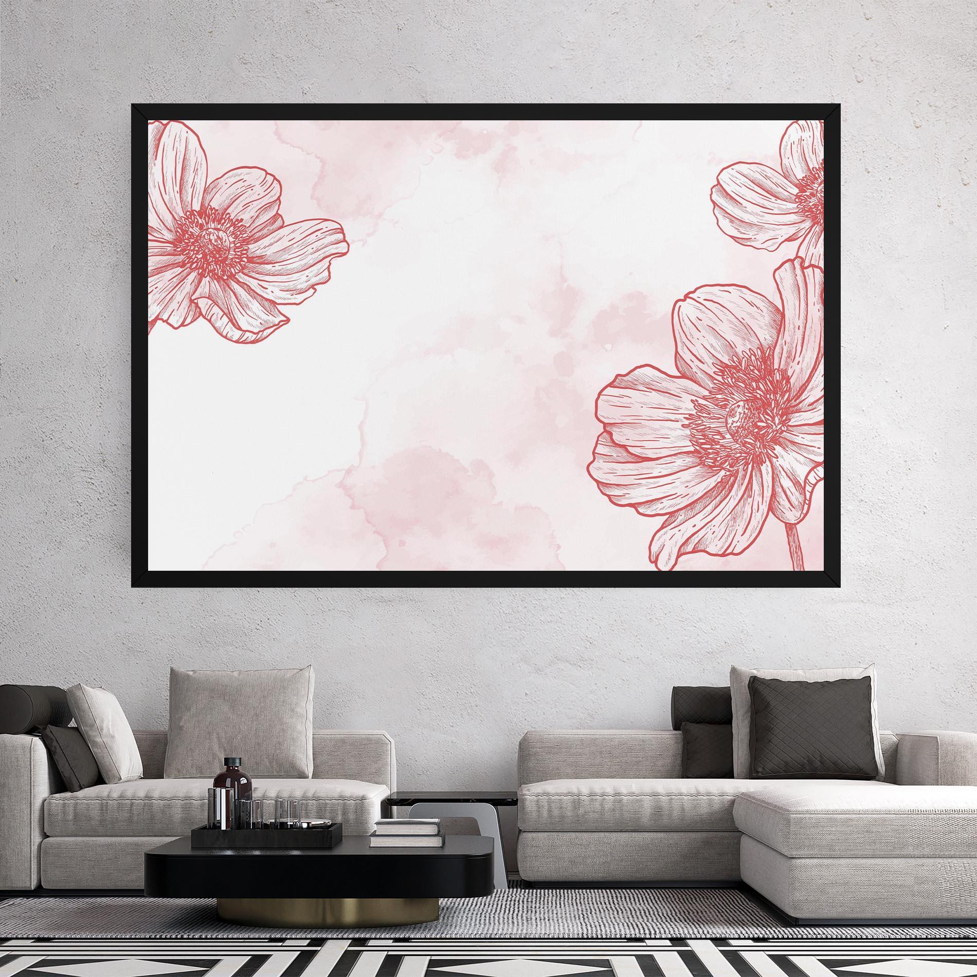 Tablou Canvas Red Flower Line mockup 2