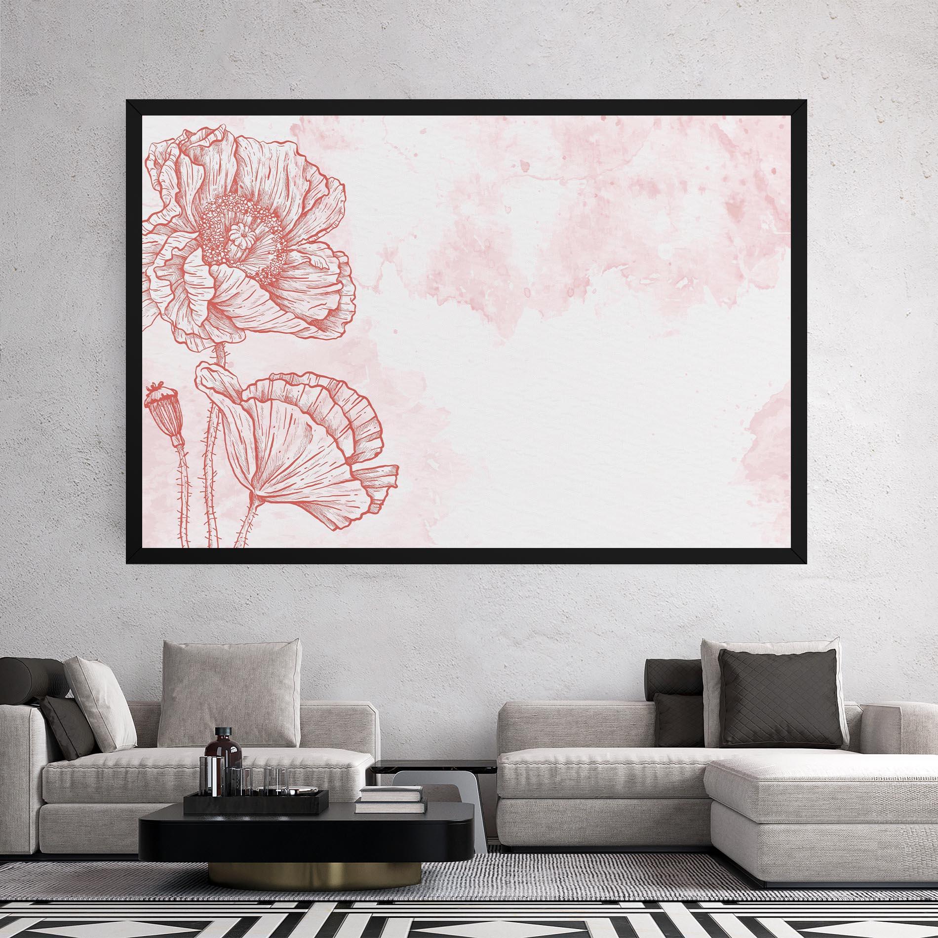 Tablou Canvas Red Poppy Line mockup 2