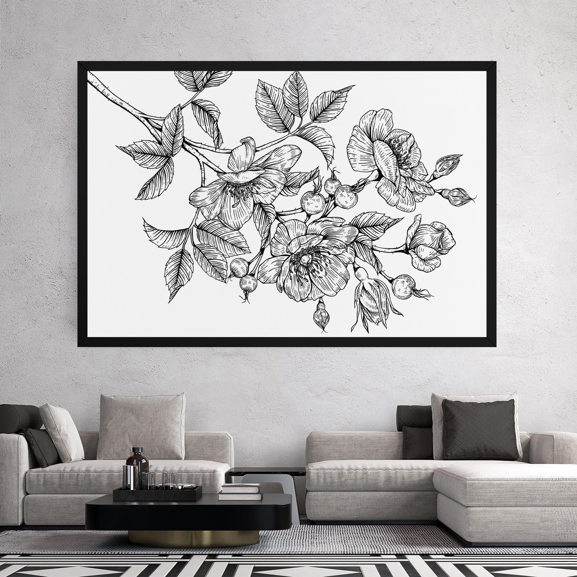 Tablou Canvas Rose Black Line mockup 2