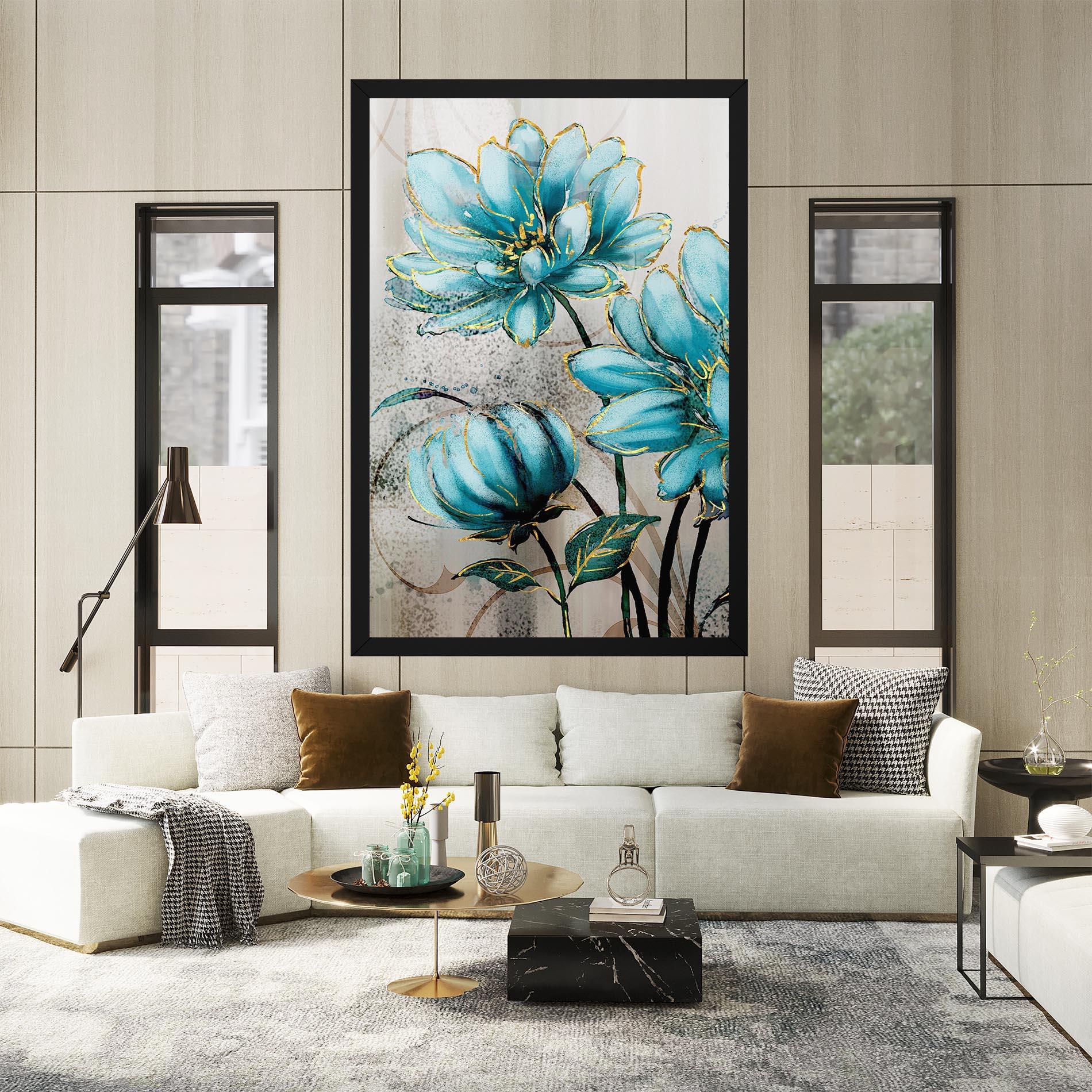 Tablou Canvas Bujori Albastri mockup 2