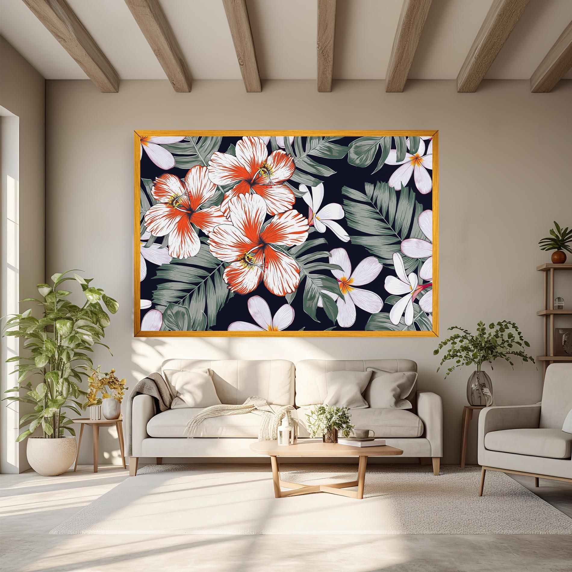 Tablou Canvas Orange White Exotic mockup 6