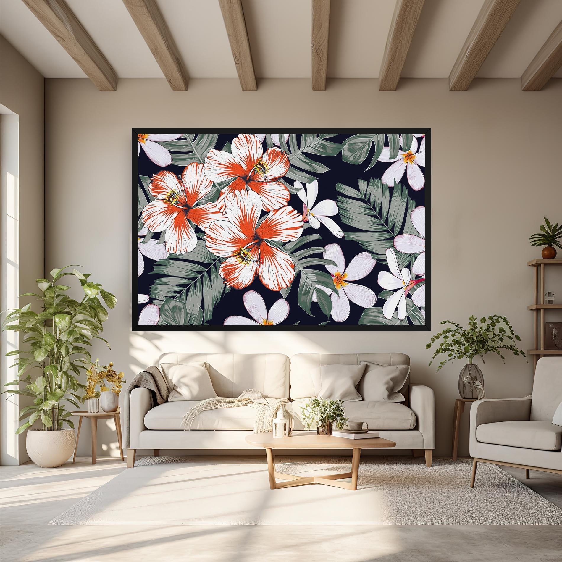 Tablou Canvas Orange White Exotic mockup 6