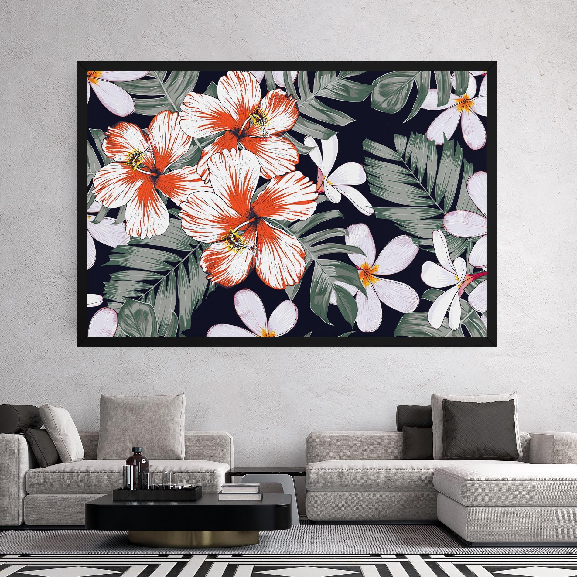 Tablou Canvas Orange White Exotic mockup 2