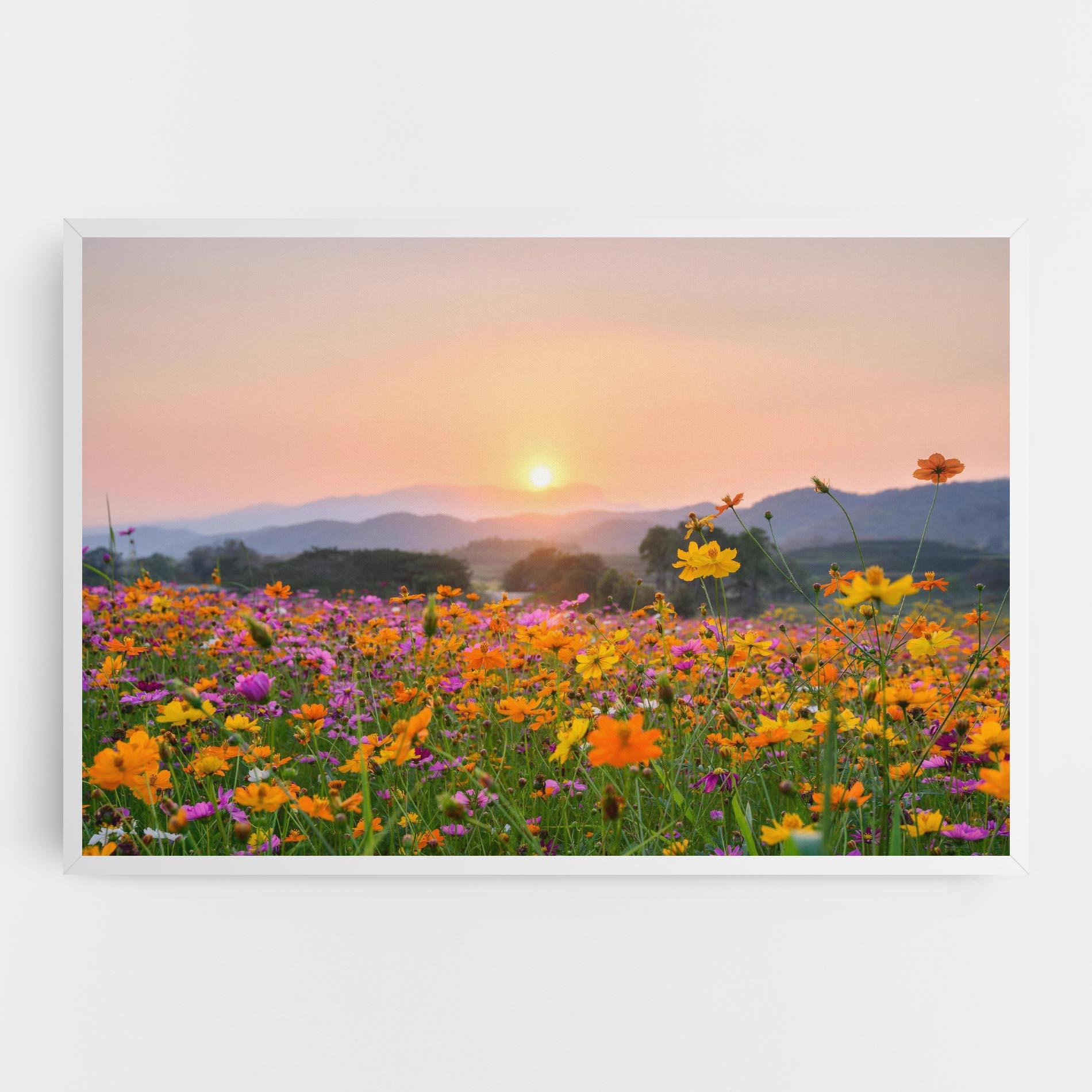 Tablou Canvas Sunset Mountain Flowerf mockup 0