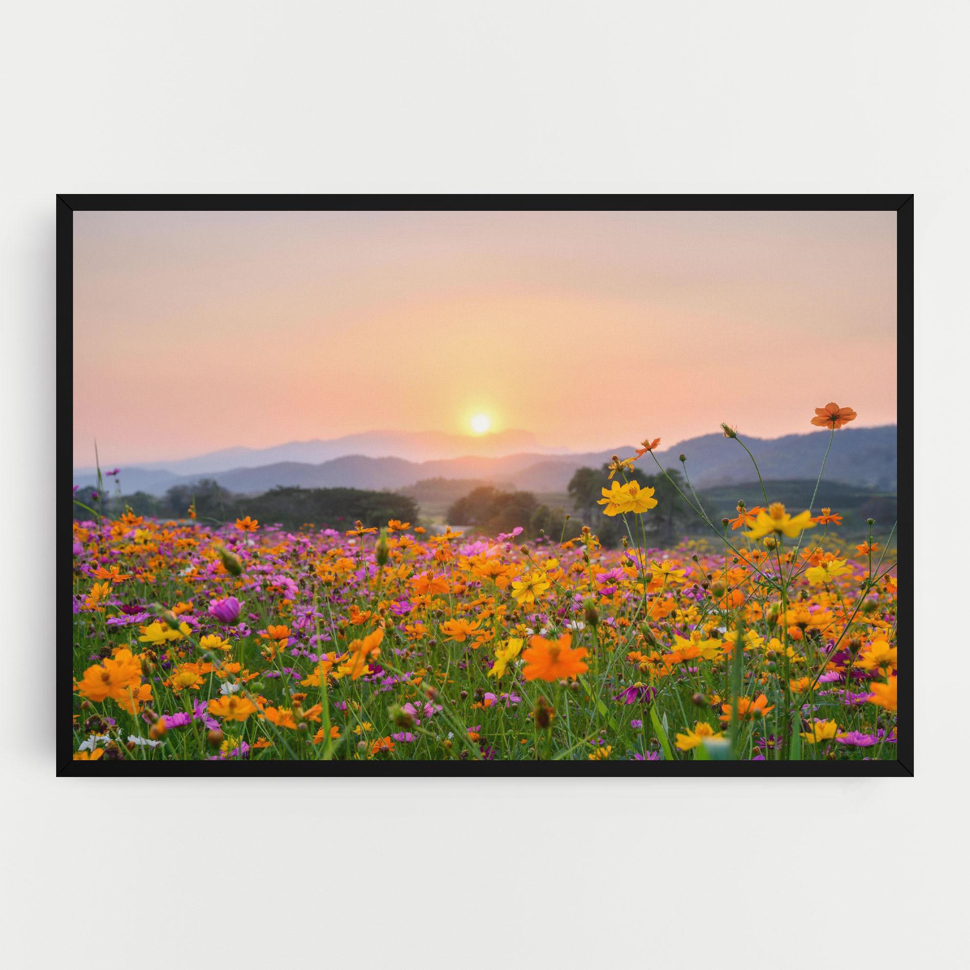Tablou Canvas Sunset Mountain Flowerf mockup 0