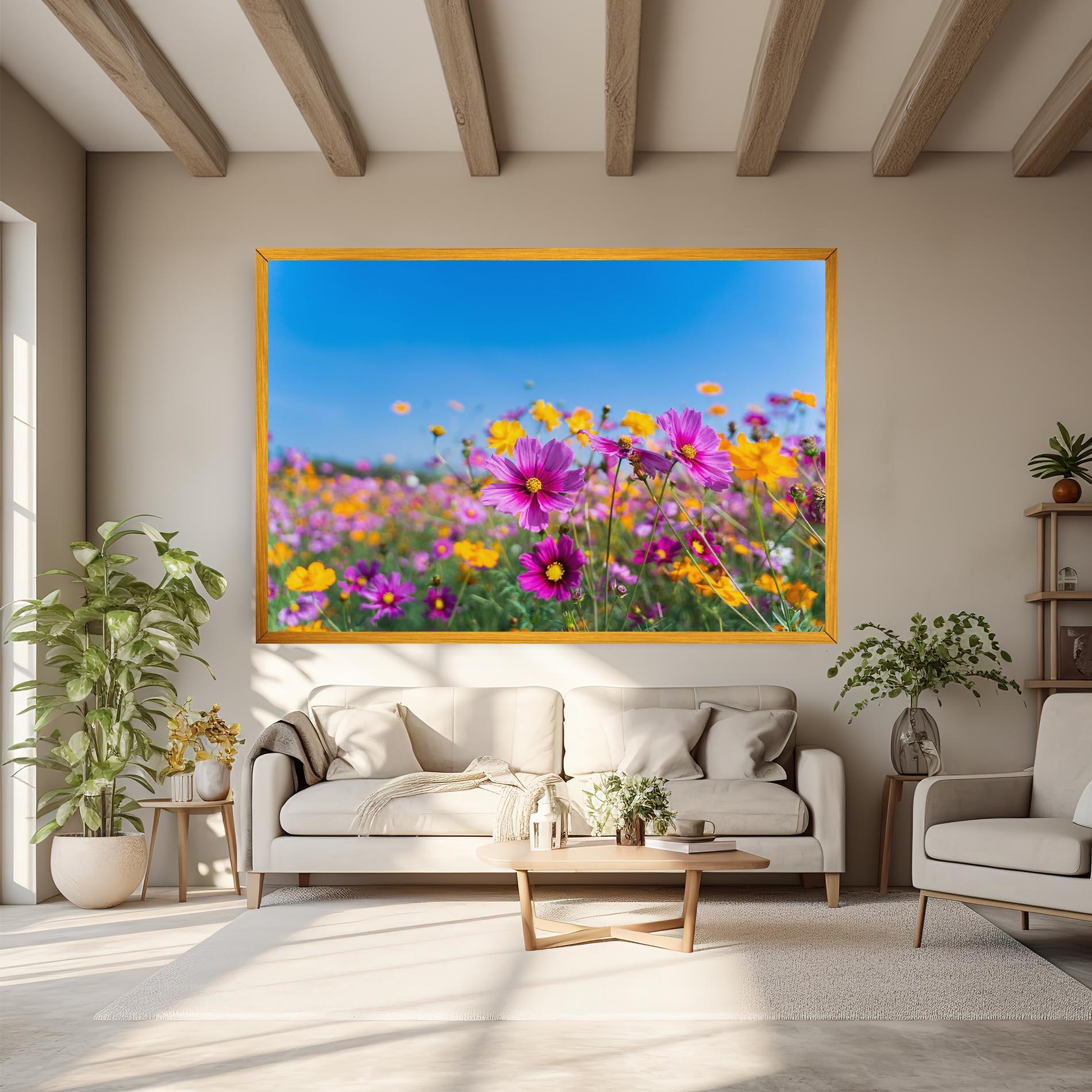 Tablou Canvas Cosmos Flowers Grassland mockup 6