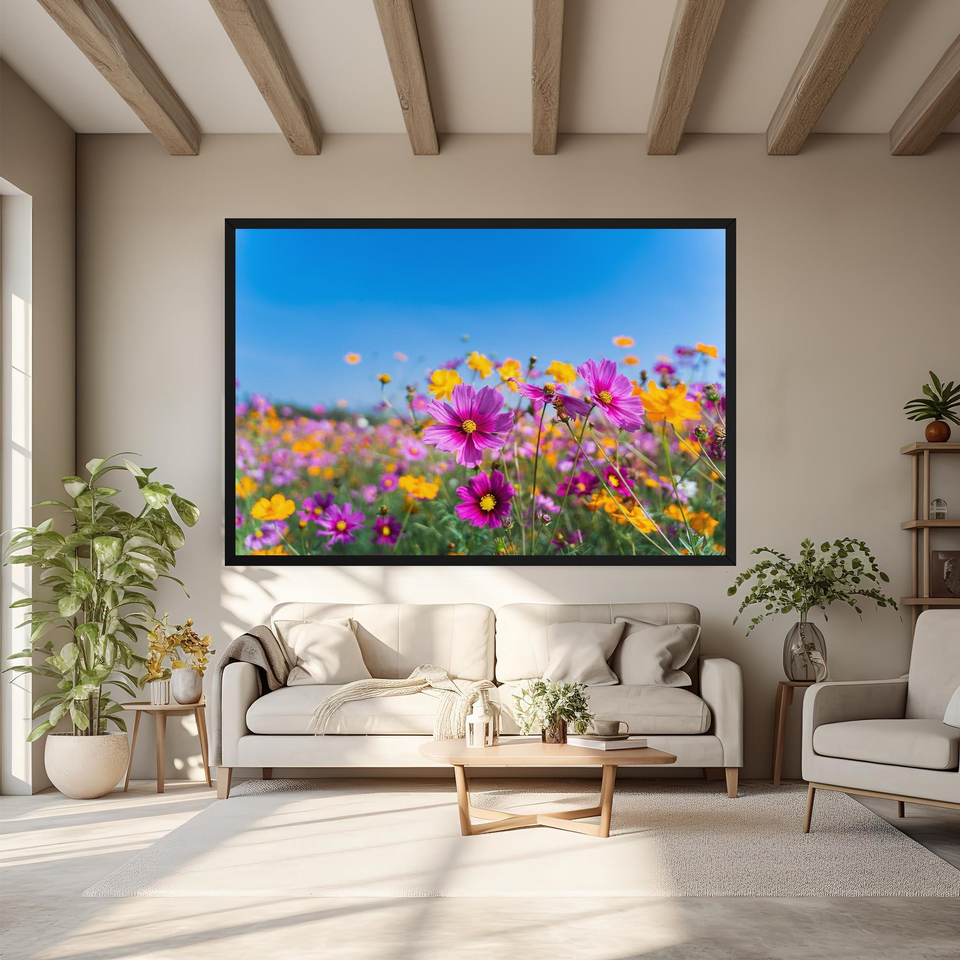 Tablou Canvas Cosmos Flowers Grassland mockup 6