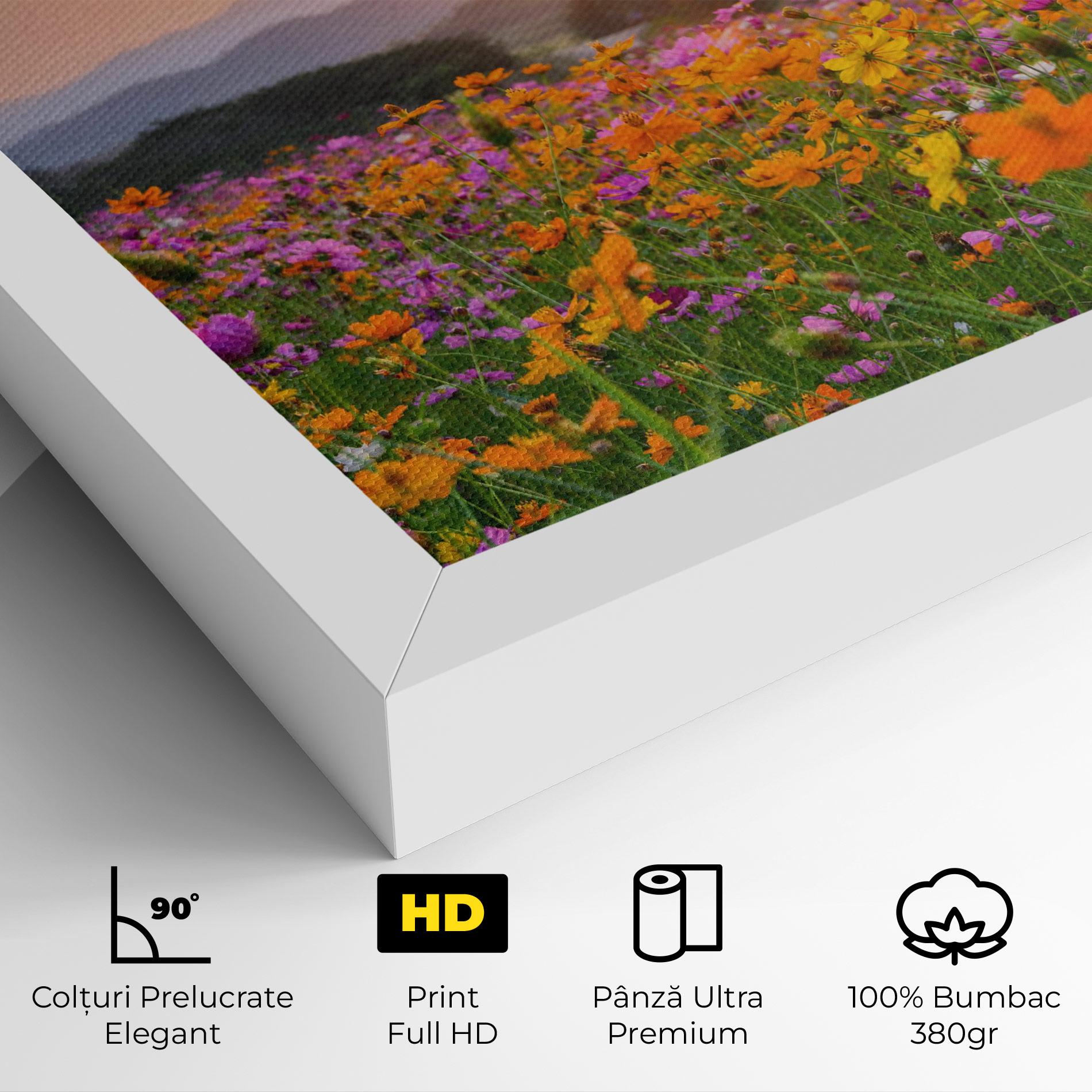 Tablou Canvas Sunset Mountain Flowerf mockup 4