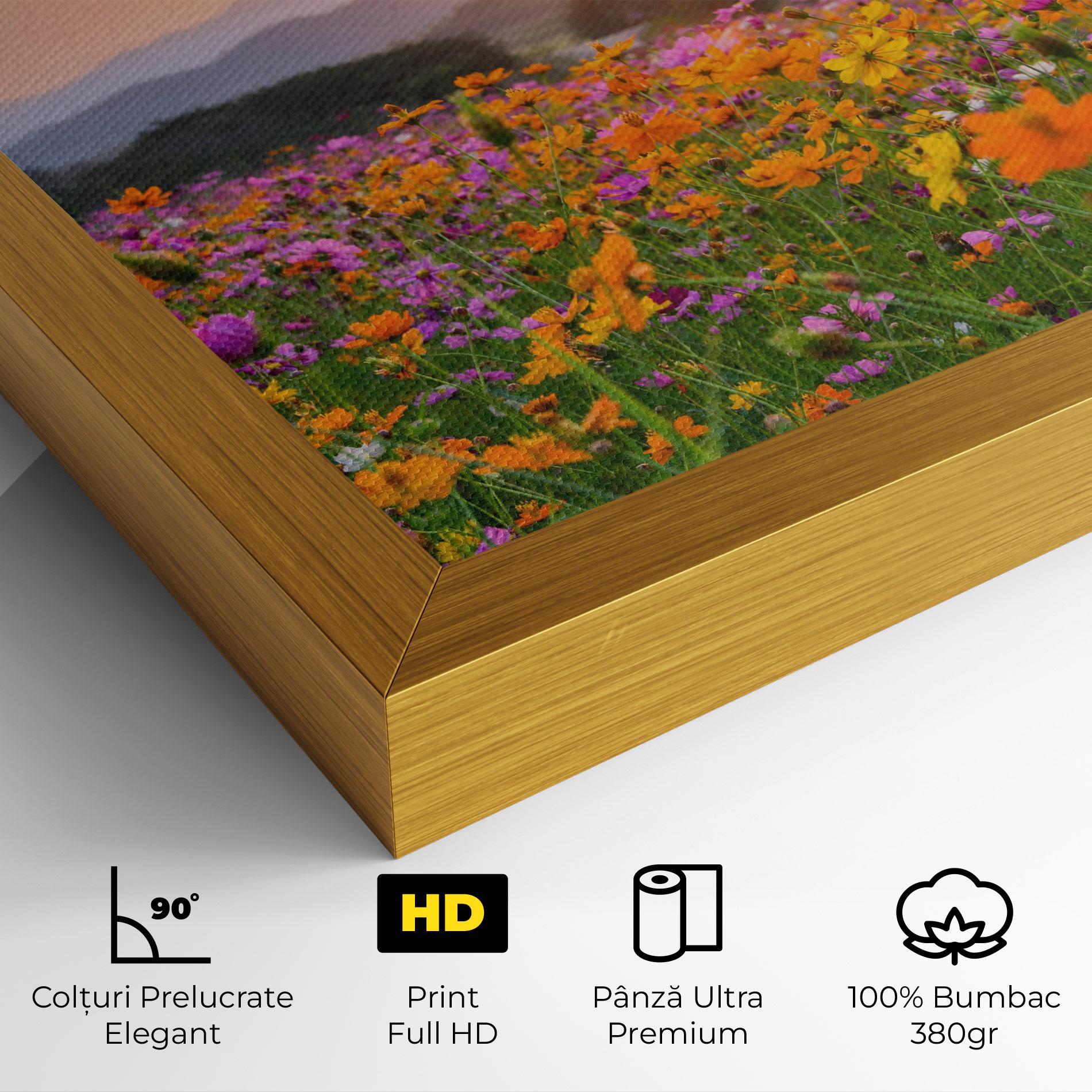 Tablou Canvas Sunset Mountain Flowerf mockup 4