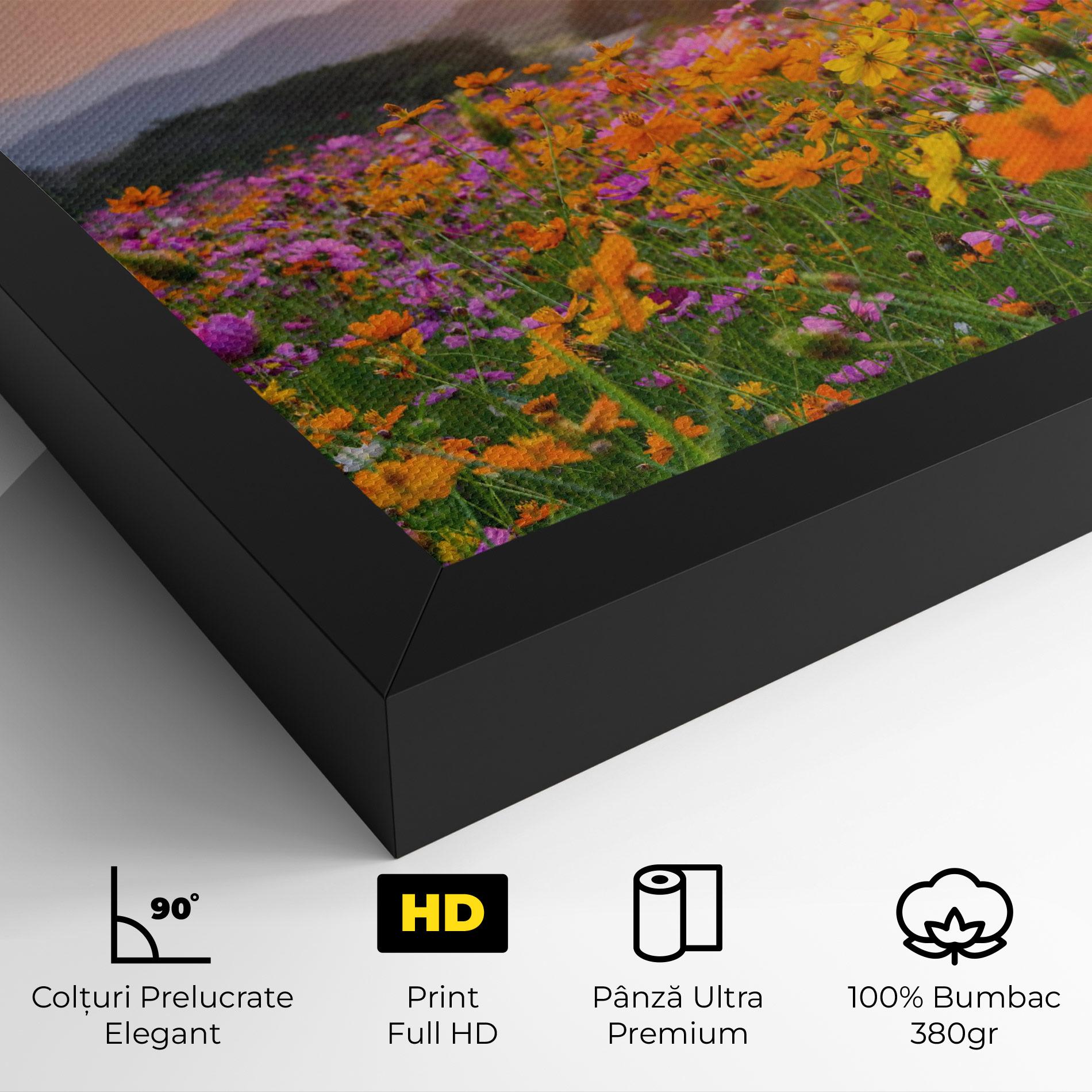 Tablou Canvas Sunset Mountain Flowerf mockup 4