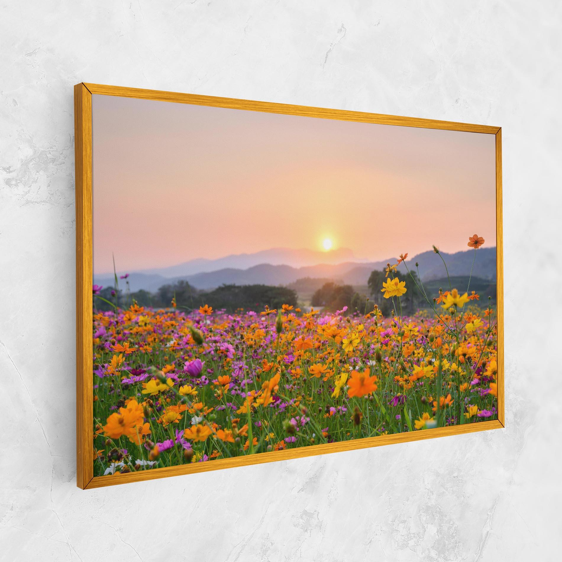 Tablou Canvas Sunset Mountain Flowerf mockup 1