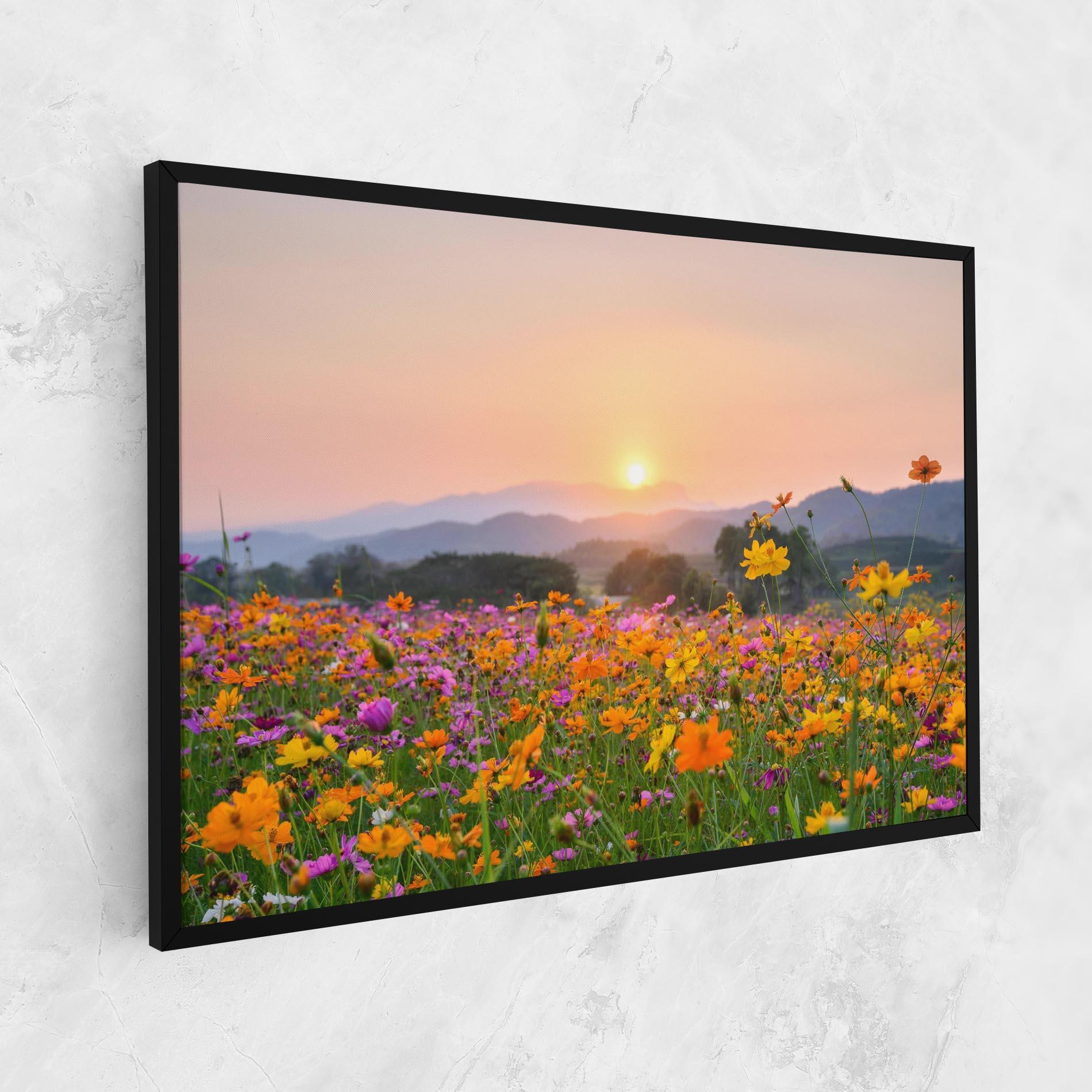 Tablou Canvas Sunset Mountain Flowerf mockup 1