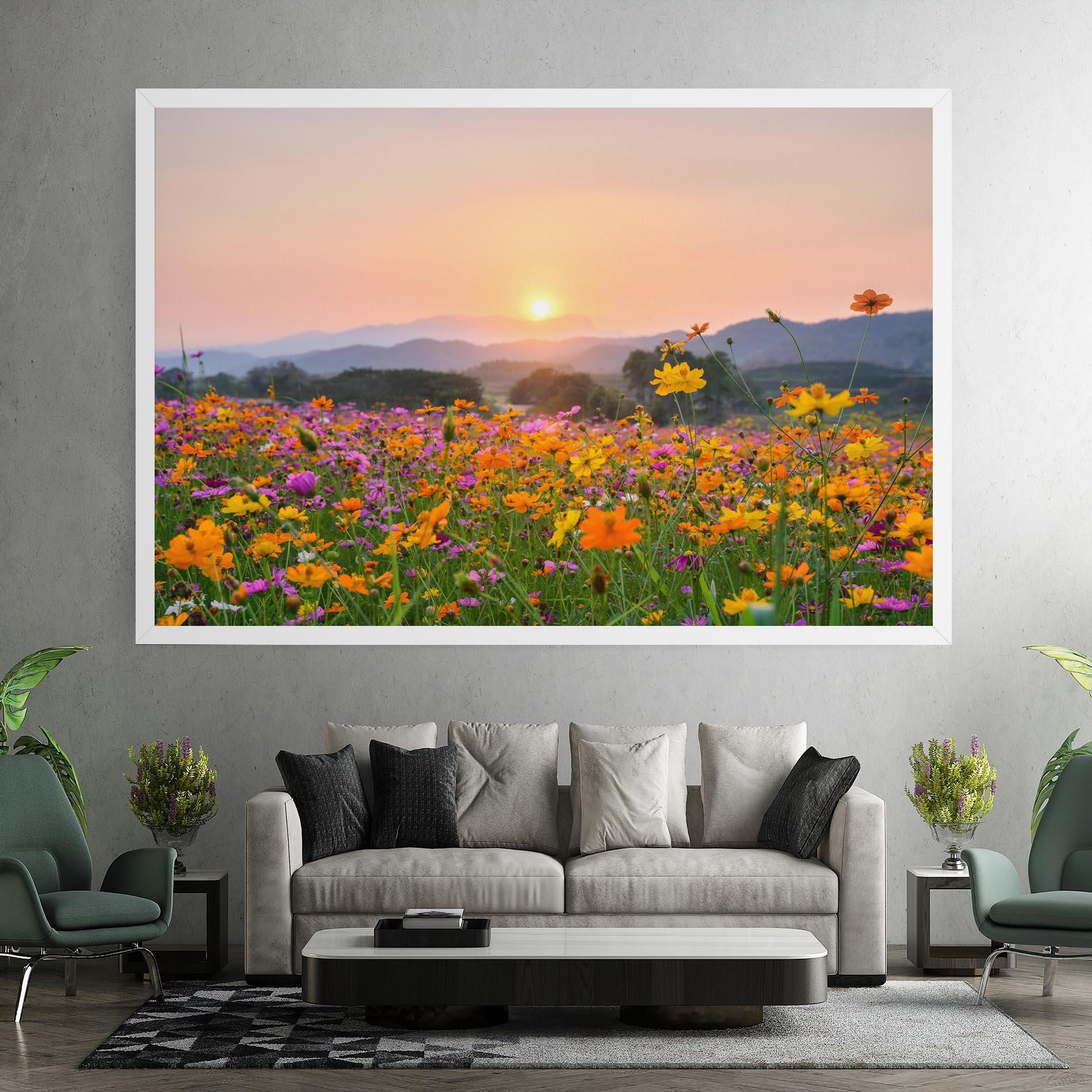 Tablou Canvas Sunset Mountain Flowerf mockup 7