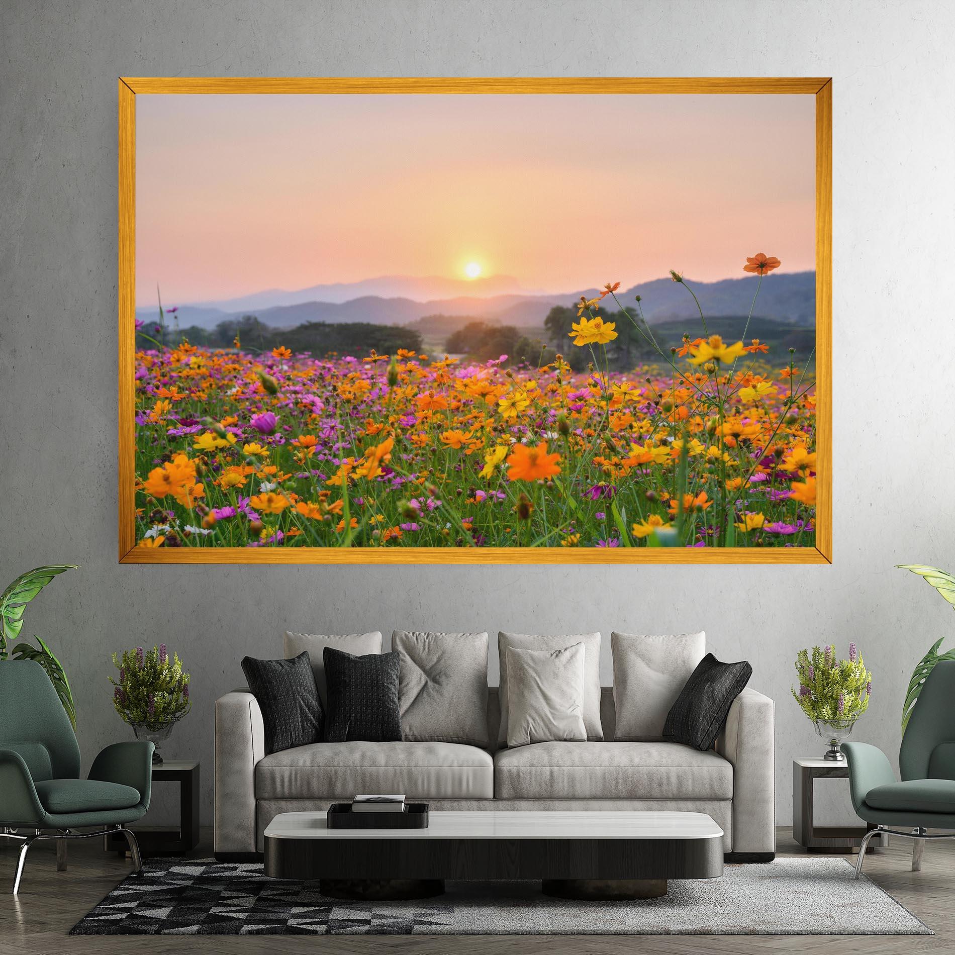 Tablou Canvas Sunset Mountain Flowerf mockup 7