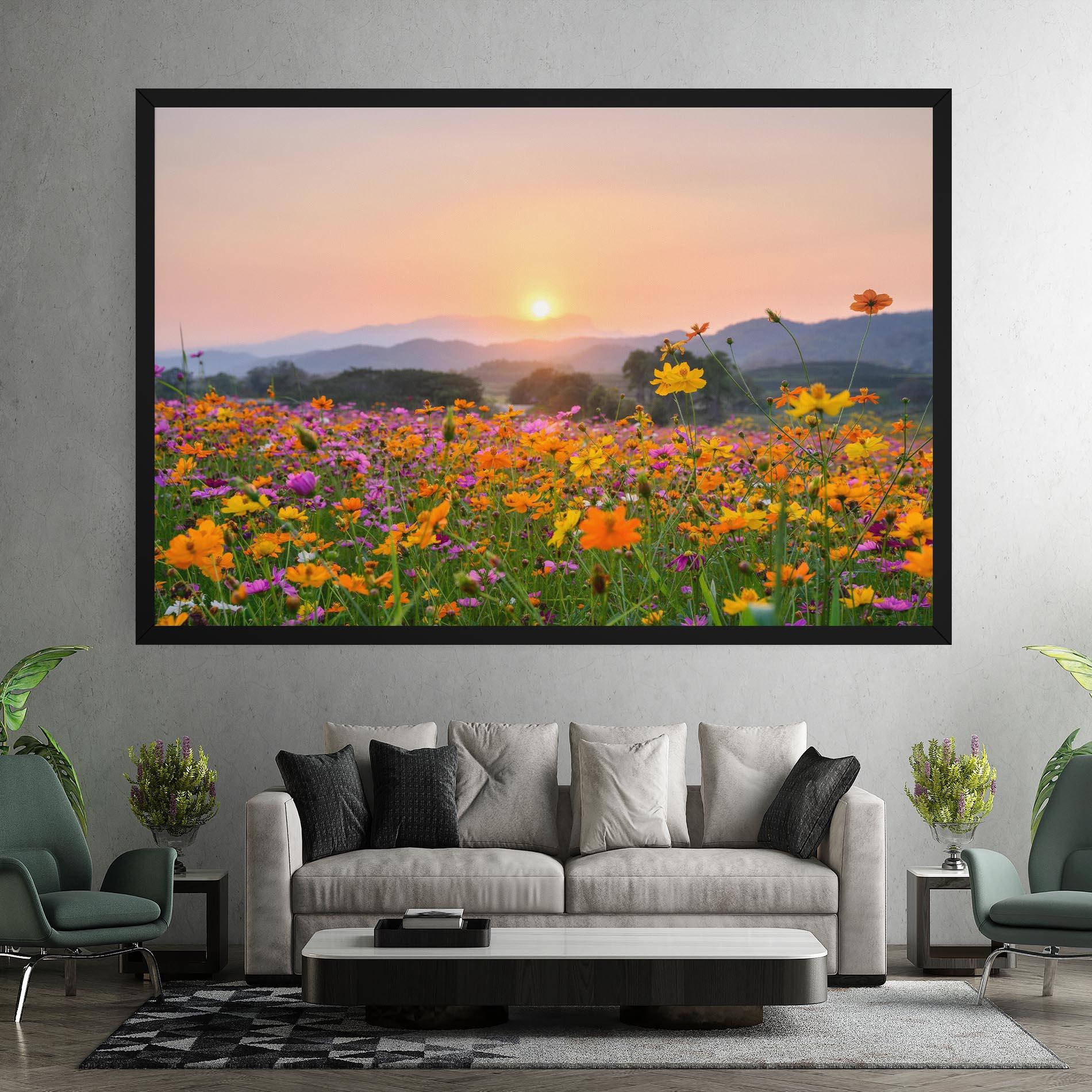 Tablou Canvas Sunset Mountain Flowerf mockup 7