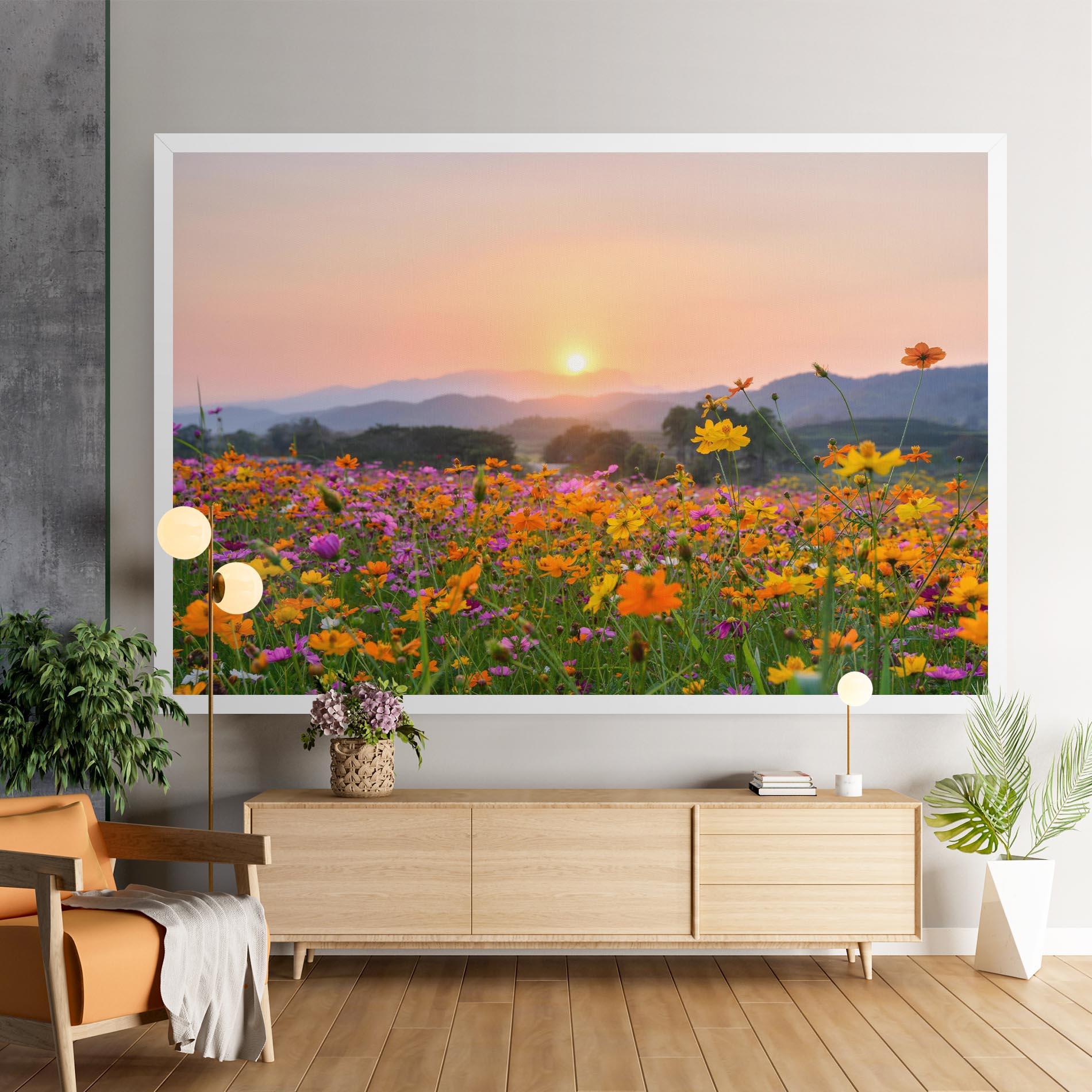 Tablou Canvas Sunset Mountain Flowerf mockup 9