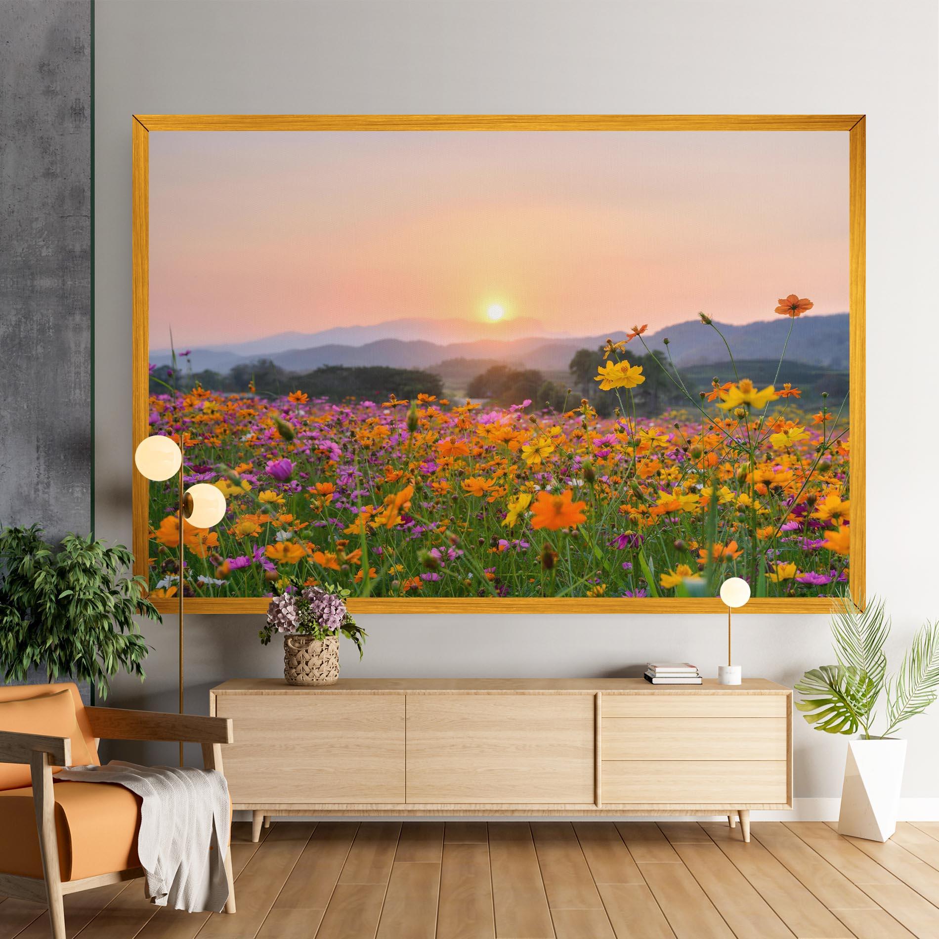 Tablou Canvas Sunset Mountain Flowerf mockup 9