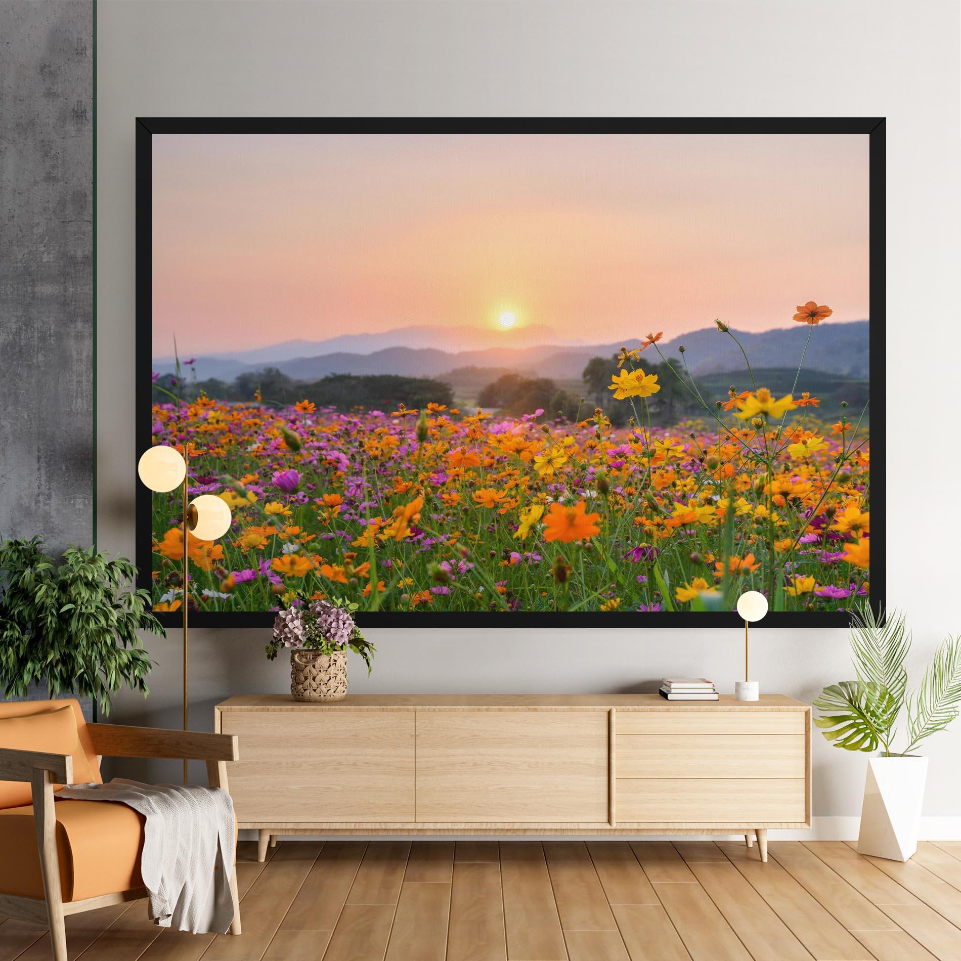 Tablou Canvas Sunset Mountain Flowerf mockup 9